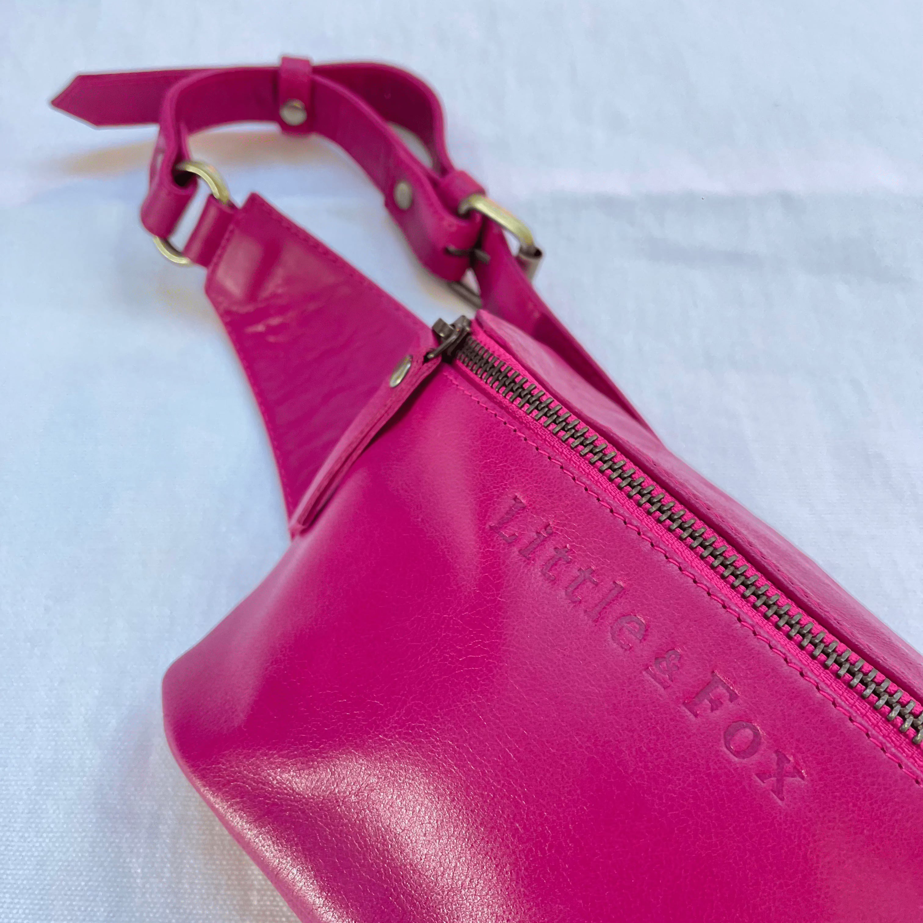 The Little & Fox Leather Bum Bag Fuschia - Stylish Waist Pack for Travel, Hiking & Everyday Use