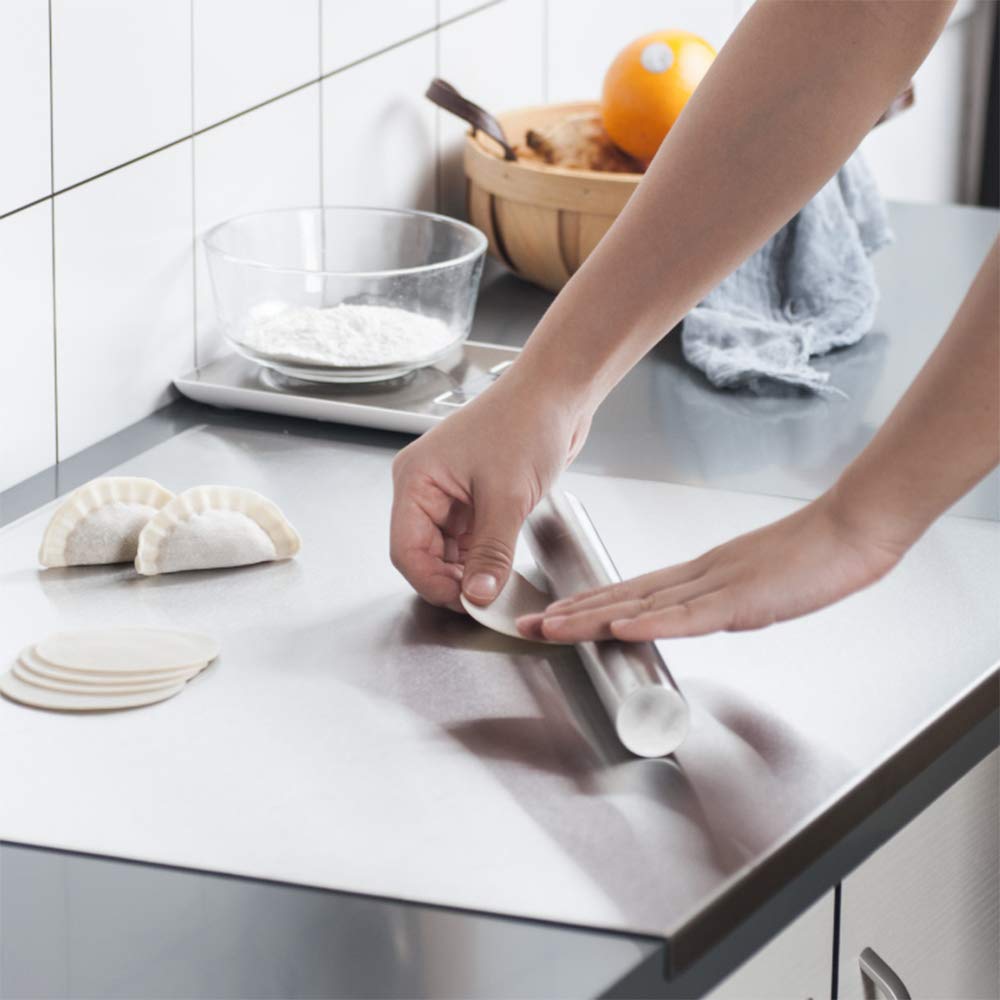 Premium 304 Stainless Steel Cutting Board - Extra Large Non-Slip Metal Baking Mat for Fruits, Vegetables, Meat, Dough & Pizza | Heavy Duty Kitchen Prep Surface for Chopping, Kneading & Rolling | Dishwasher Safe & Hygienic