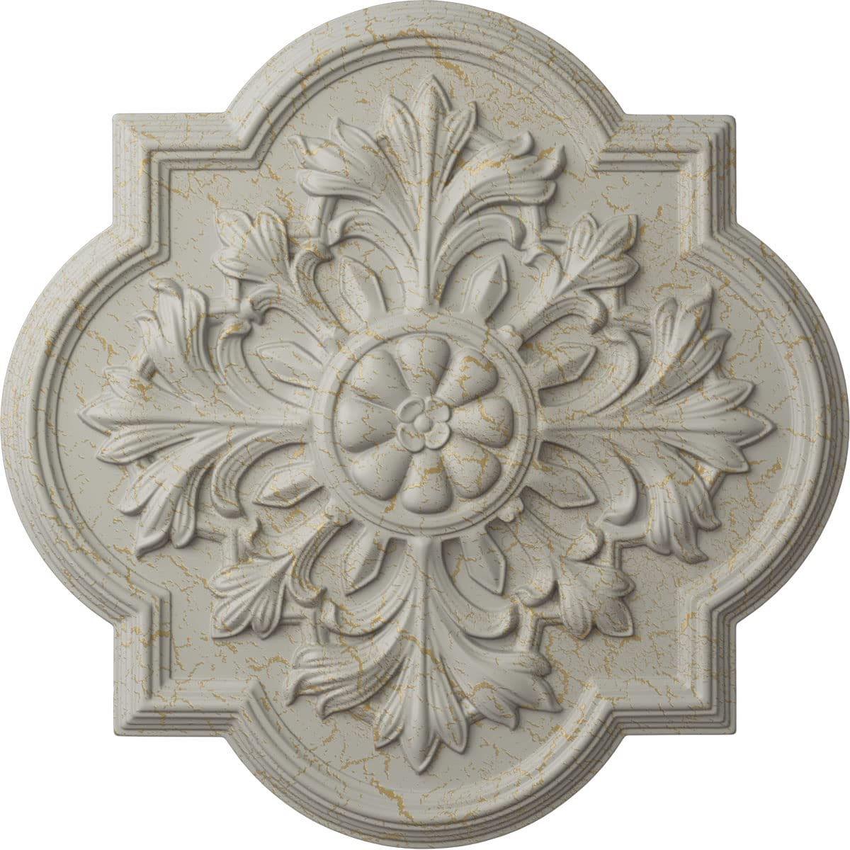 Ekena Millwork CM20BOPCC Bonetti 20-Inch Ceiling Medallion - Hand-Painted Pot of Cream Crackle Finish, 1 3/4