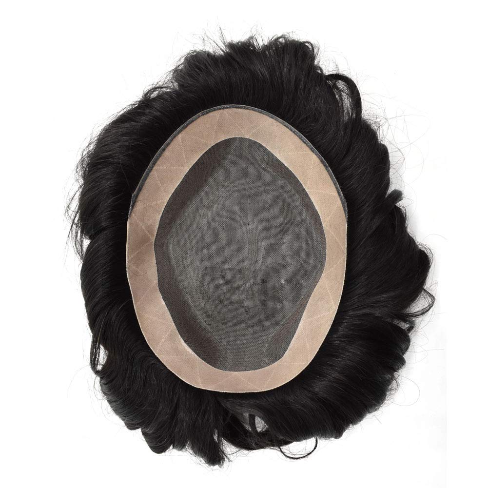 Premium Men's Toupee - 100% Human Hair Replacement System - 6