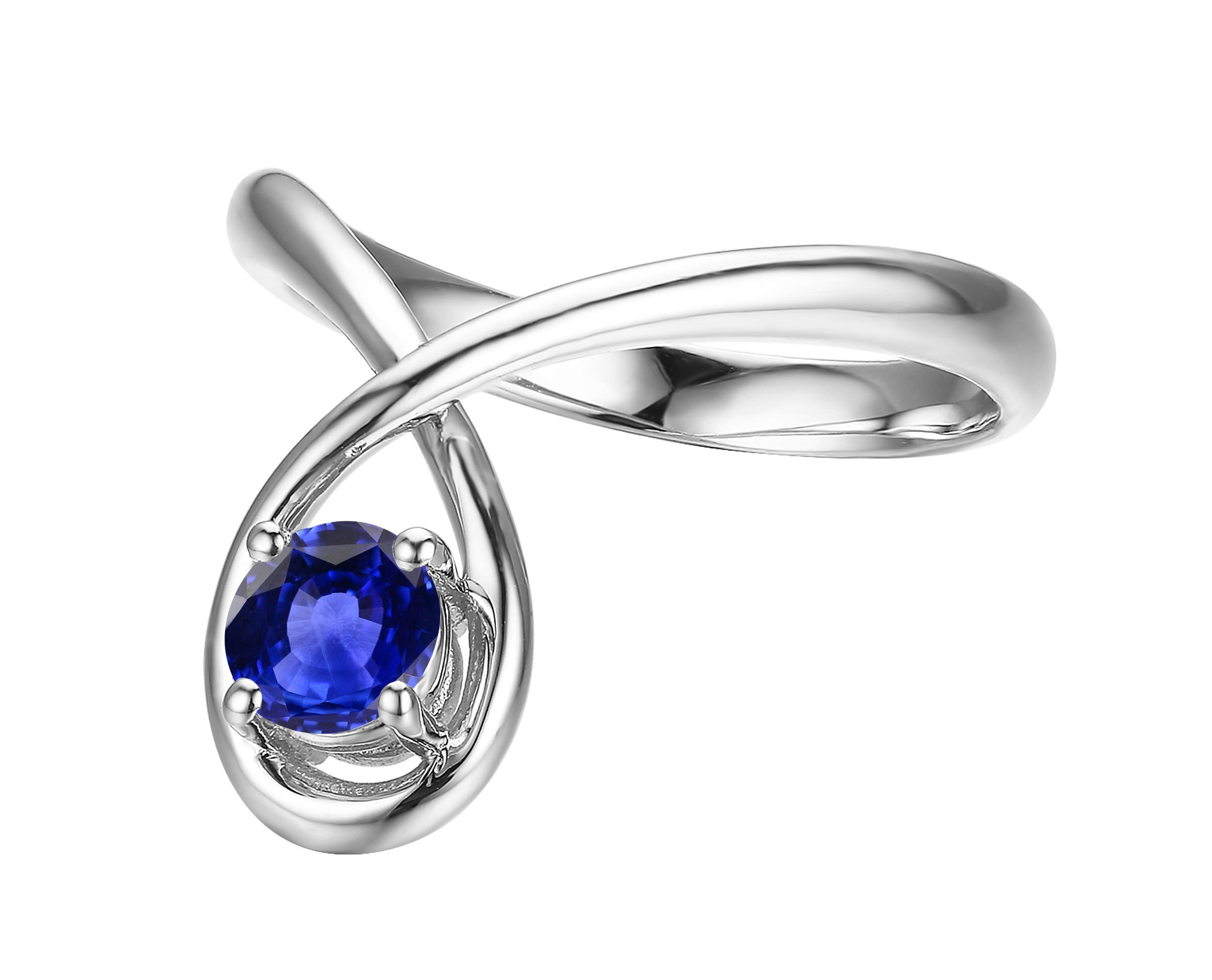 Majade Blue Sapphire & Amethyst Engagement Ring Set - 14K White Gold Handmade Wedding Band, Diamond Alternative for Unique Bridal Jewelry | Perfect for Proposals, Anniversaries & Romantic Occasions