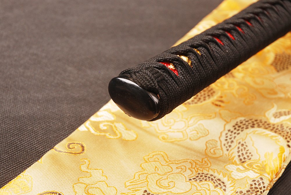 41 Inch Handmade Authentic Japanese Samurai Katana Sword - Full Tang Red Damascus Steel Blade - Collectible Weapon for Martial Arts, Cosplay & Home Decor - Perfect Gift for Men & Sword Enthusiasts