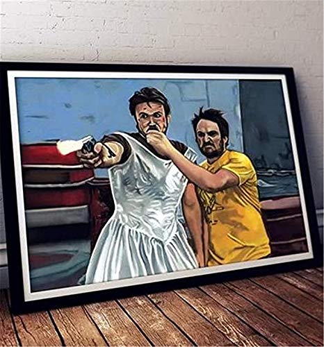 NATVVA Canvas Wall Art - 'It's Always Sunny' Dennis in Dress Gun Fighting Painting - Home Decor for Living Room & Bedroom - Perfect for TV Show Fans & Pop Culture Enthusiasts