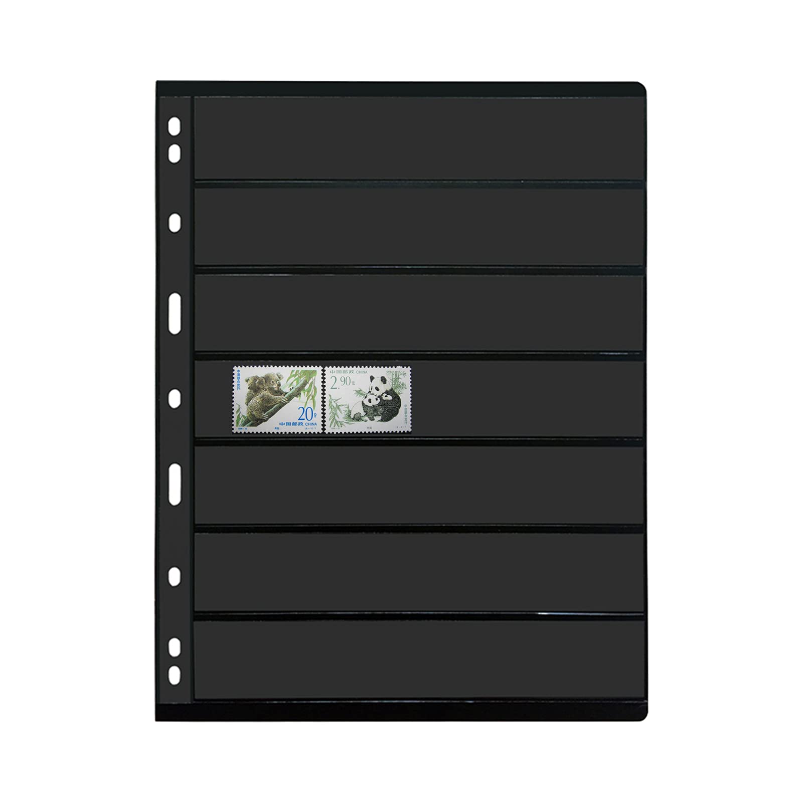 20 Sheet Stamp Collecting Pages with 7 Pockets - 9 Hole Standard for Stamp Album Binder - Professional Stamp Organizer for Collectors - Perfect for Hobby Storage, Trading & Display