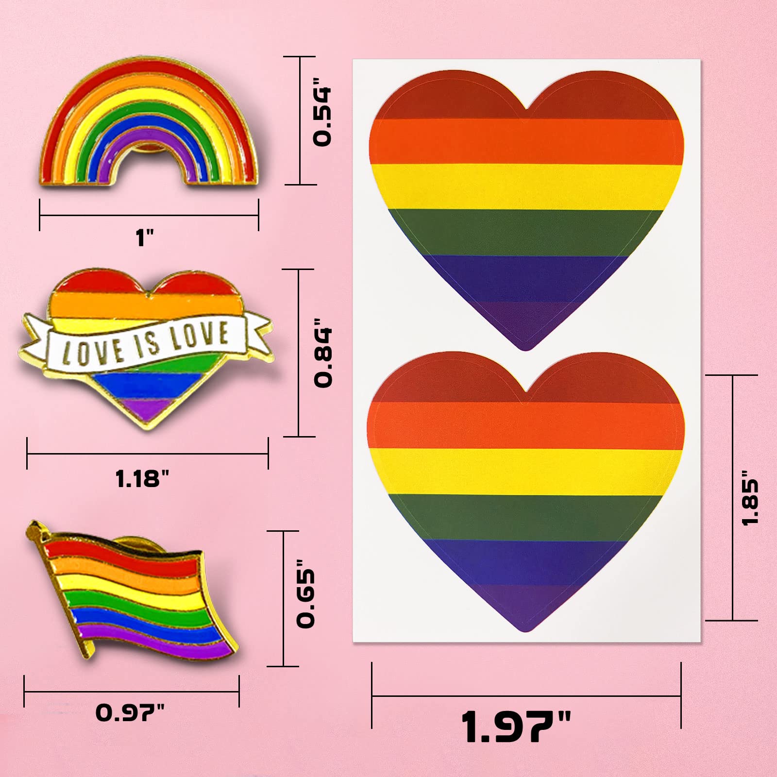 24 Pcs Gay Pride Flag Enamel Pins 
