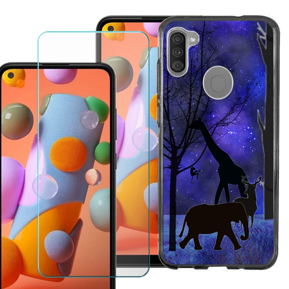 OneToughShield Slim-Fit TPU Phone Case for Samsung Galaxy A11 - Shockproof Black Cover with Tempered Glass Screen Protector | Perfect for Outdoor Adventures, Travel & Daily Protection