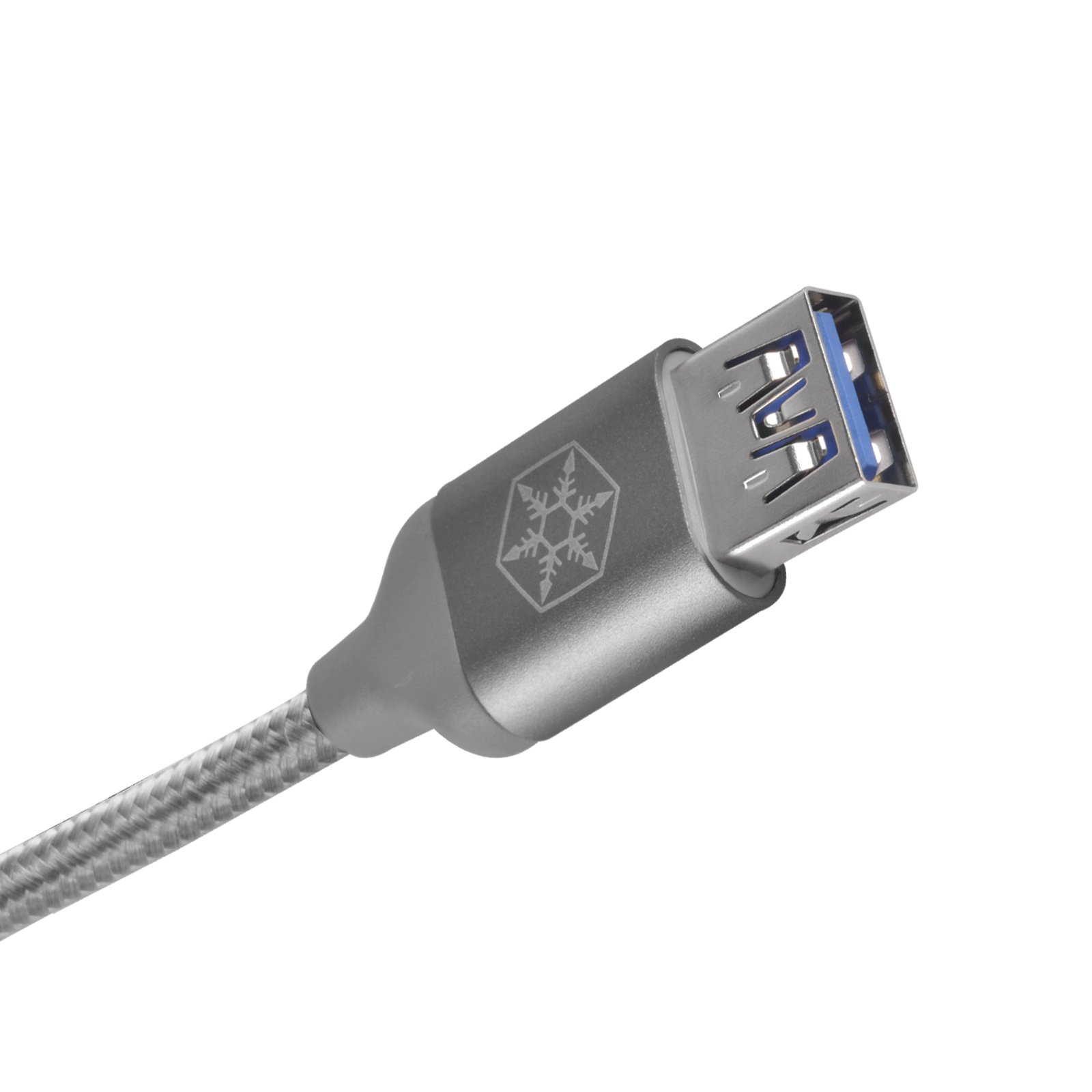 SilverStone SST-CPU05C-500 Reversible USB-C to USB-A Cable - 0.5m Nylon Braided Fast Charging & Data Sync Cord for Smartphones, Tablets & Laptops - Durable Charcoal Gray Cable for Home, Office & Travel Use