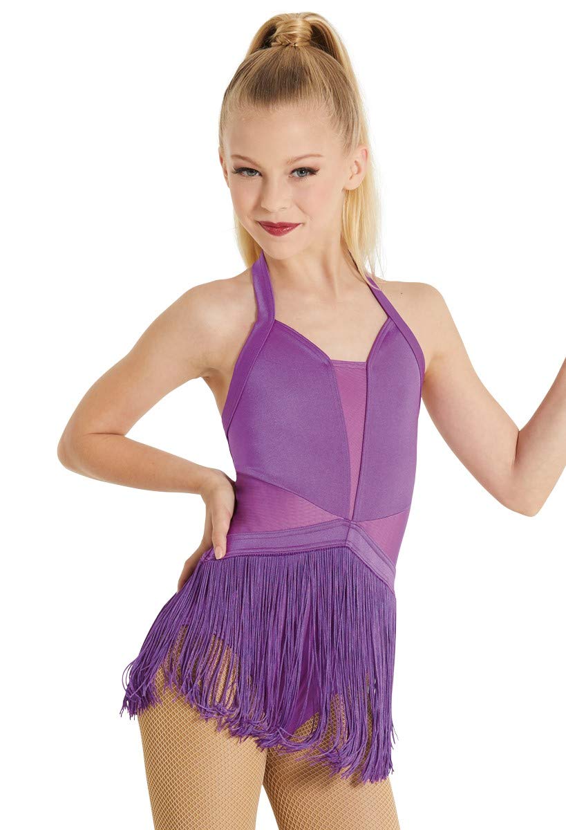 Balera Girls Halter Dance Dress - Sparkly Spandex Fringe Skirt for Ballet, Jazz & Performance | Perfect for Recitals, Competitions & Stage Shows