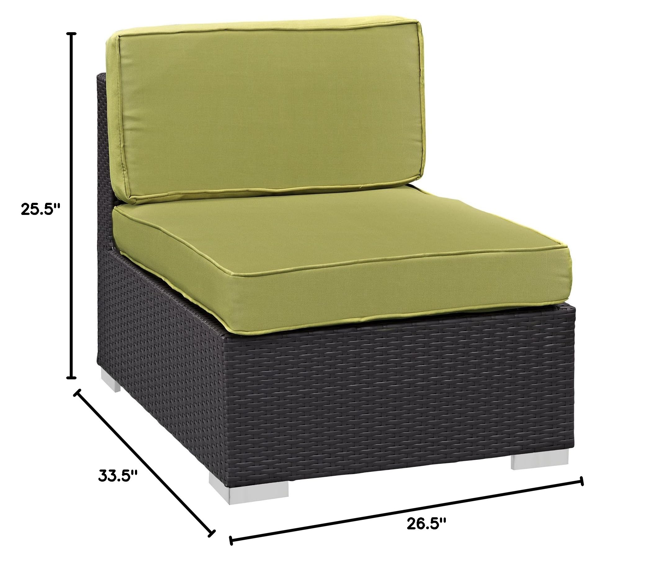 Modway Convene Armless Patio Chairs Set of 2 - Espresso Peridot Outdoor Dining Chairs for Garden, Deck, Poolside & Backyard Relaxation