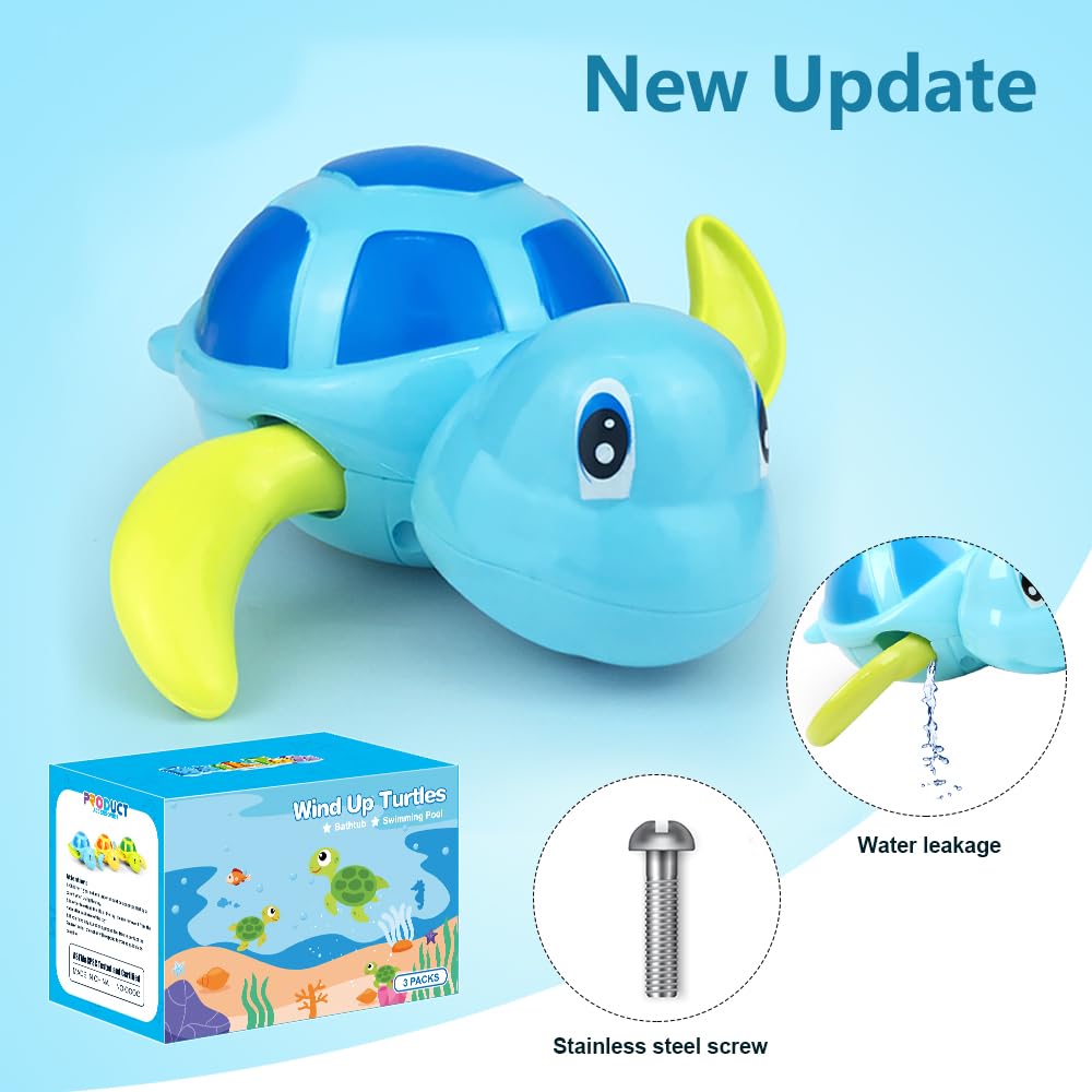 **Best Bath Toys for Toddlers 1-5 Years Old - Wind Up Swimming Turtle & Floating Bathtub Water Toys - Fun Pool Toys for Kids - Perfect Gift for Preschool Boys & Girls (3-Piece Set) - Ideal for Bathtime, Pool Play & Sensory Development**