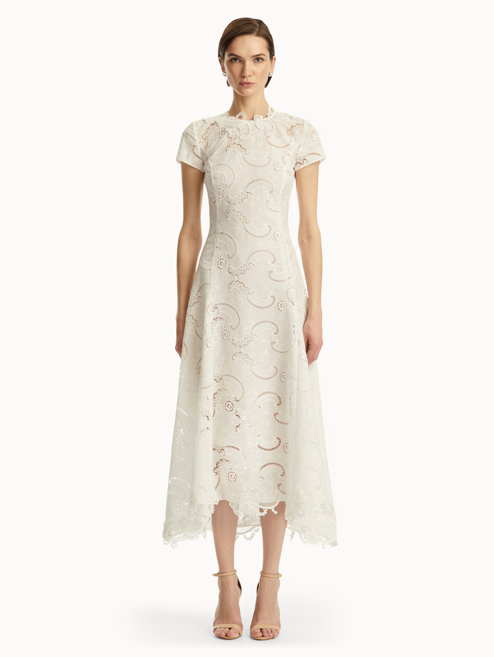 Elegant Guipure Lace Scroll Dress for Women - Perfect for Weddings, Parties & Special Occasions