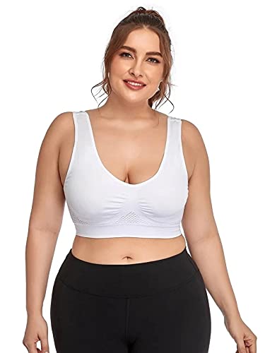 Plus Size Sports Bras for Women - Light Support Seamless Wireless Workout Yoga Gym Fitness Bras - Tank Tops & Crop Tops for Running, Yoga, Gym & Sleep