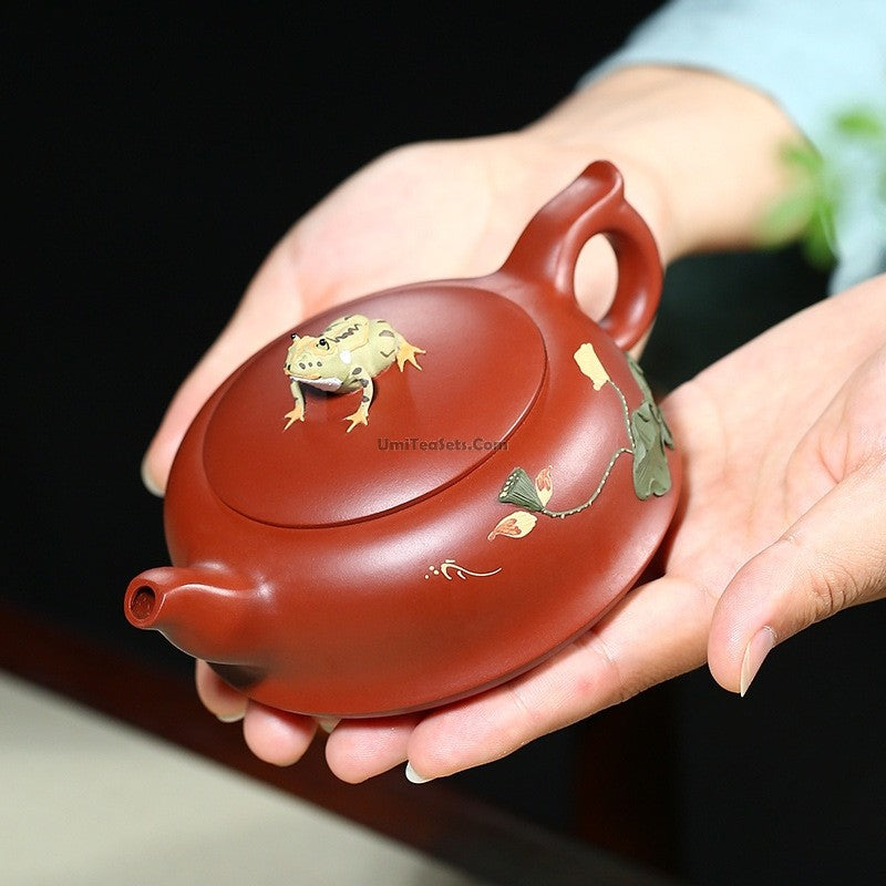 Premium Handmade Yixing Red Clay Lotus Tea Set - Authentic Chinese Teapot & Cups for Gongfu Tea Ceremony, Home Decor, and Gift Giving