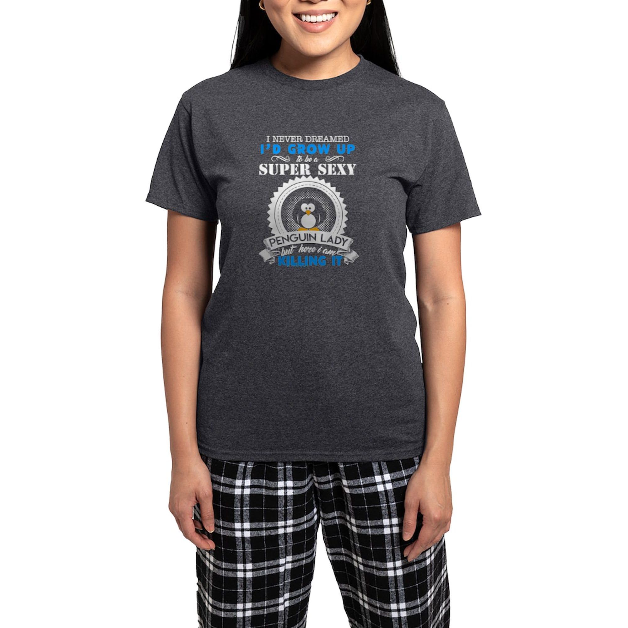 Super Sexy Penguin Lady Women's Charcoal Pajama Set - Cute & Comfortable Sleepwear for Women - Perfect for Christmas Gifts, Sleepovers & Cozy Nights at Home