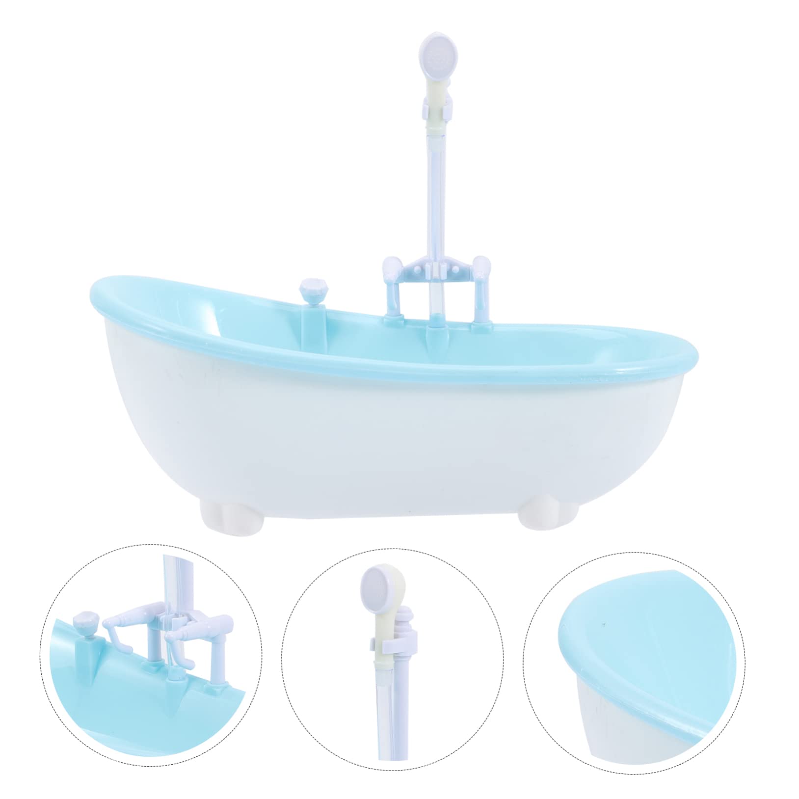 FAVOMOTO 3-Piece Bath Spray Toys Set - 18 Doll Furniture & Figurines for Kids, Sky Blue Plastic Bathtub Accessories - Perfect for Bath Time Play & Dollhouse Scenes