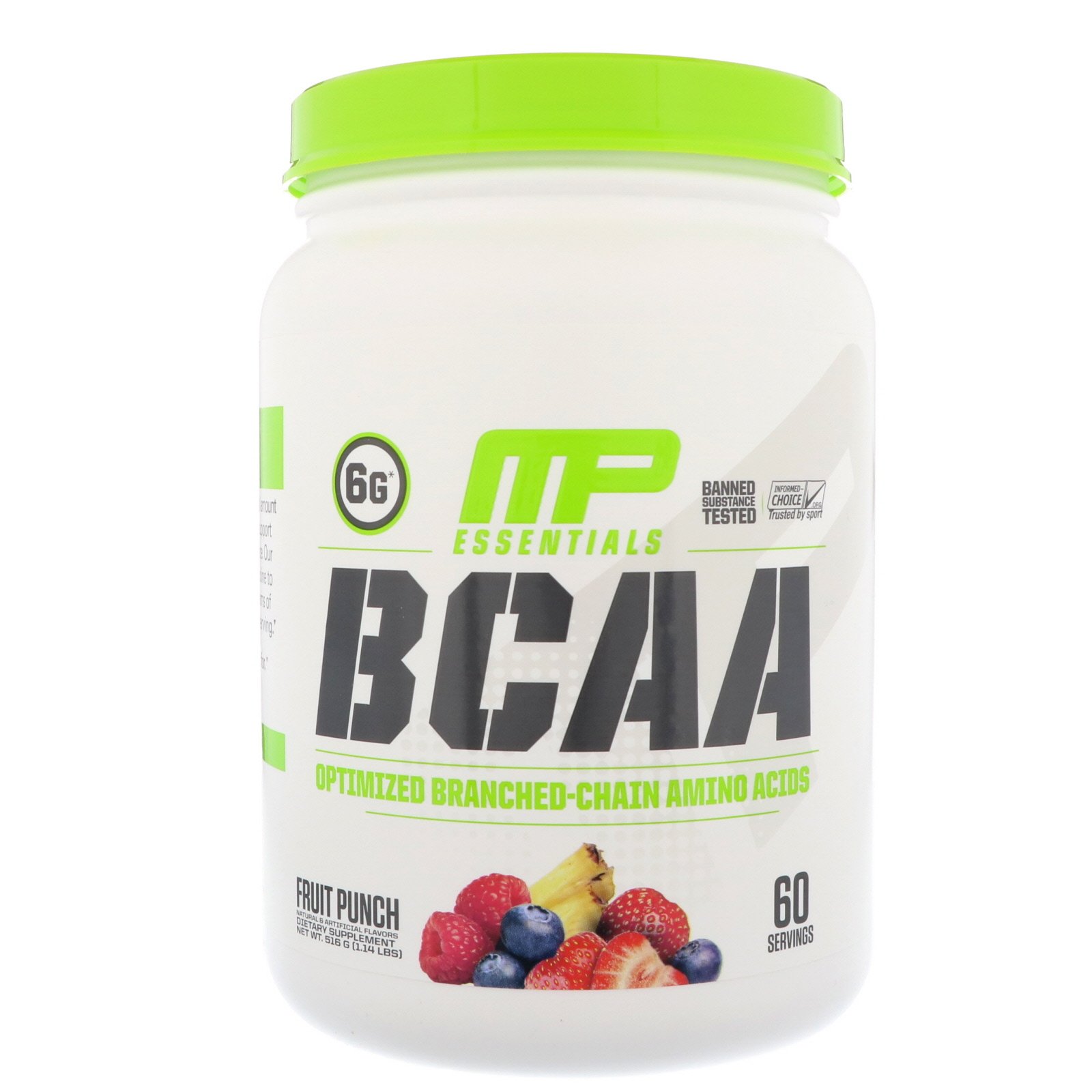 MusclePharm BCAA Essentials Powder - Fruit Punch Flavor, 1.14 lbs (516g) - Post Workout Recovery & Muscle Growth Supplement for Athletes & Fitness Enthusiasts