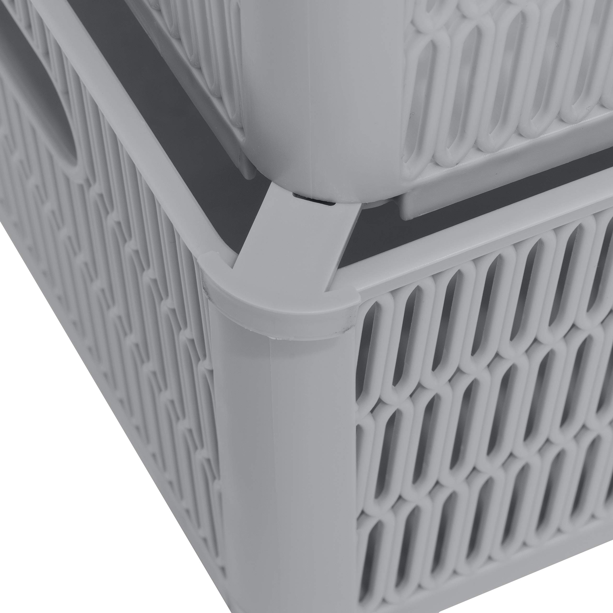 Simplify 2-Pack Large Slide & Stack Tote Baskets - Grey Storage Bins with Stackable Design for Bathroom, Craft Room, Pantry, Playroom & Office Organization | Perfect for Home Storage & Clutter Control
