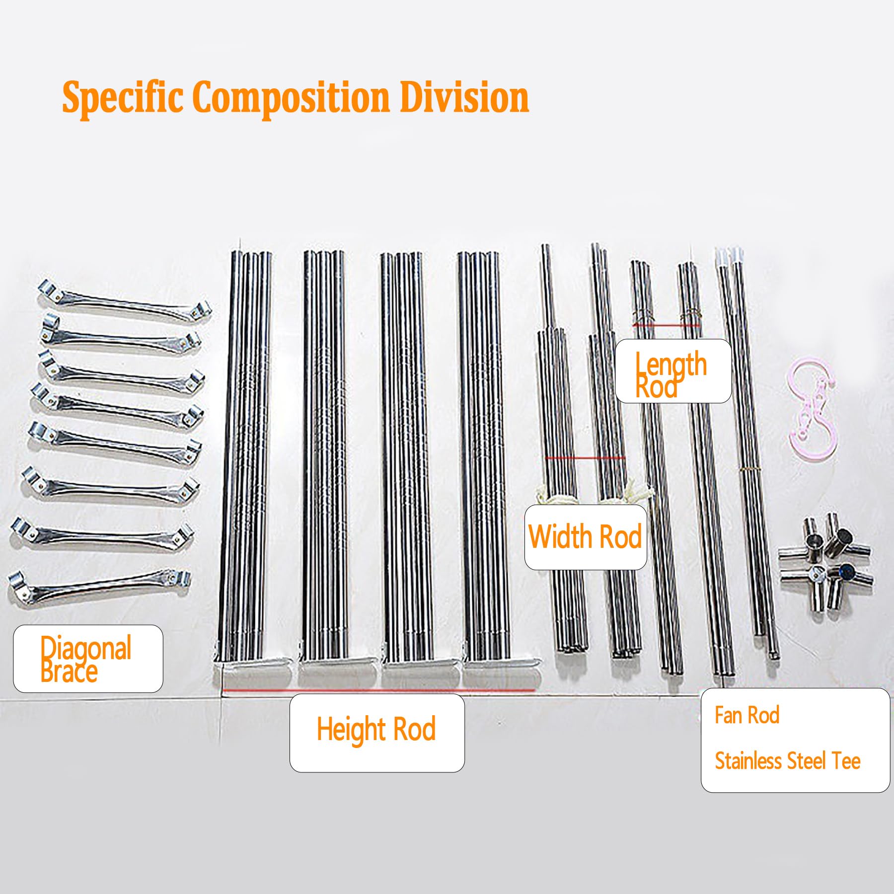 FDFWEFLQQ Stainless Steel Mosquito Net Canopy Bed Frame Brackets (4 Corners) - Full Size 2x2m, Silver - Elegant Bedroom Decor for Romantic & Boho Chic Style