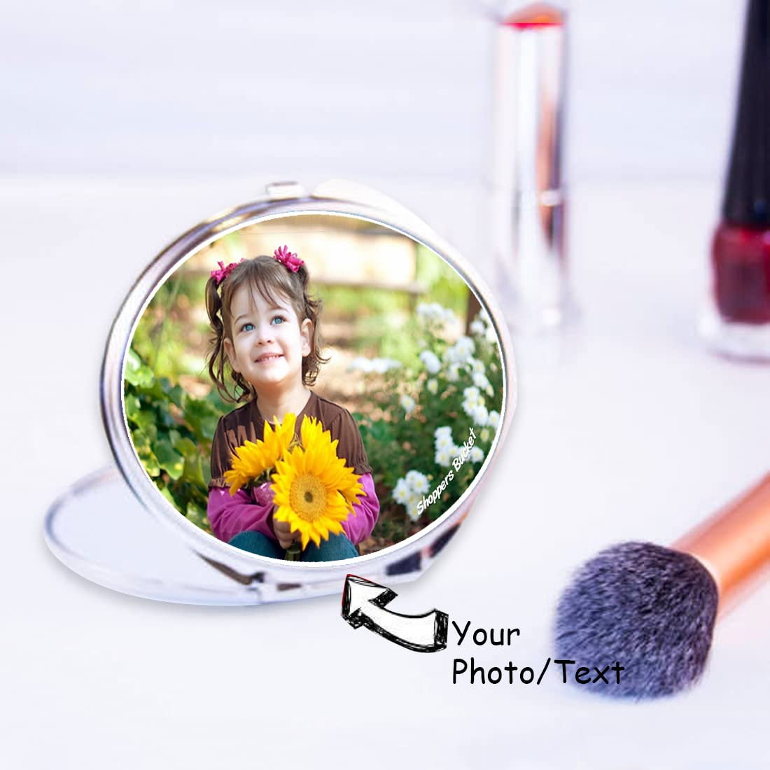 Anime Oval Makeup Mirror - Dual Sided Compact for Women Travel & Purse