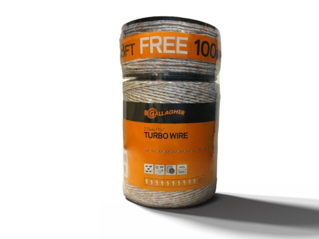 Gallagher Turbo Wire 1312' + 300' Electric Fence Wire - High Conductivity, Durable, Weatherproof for Livestock & Farm Security | Perfect for Cattle, Horses, and Agricultural Fencing