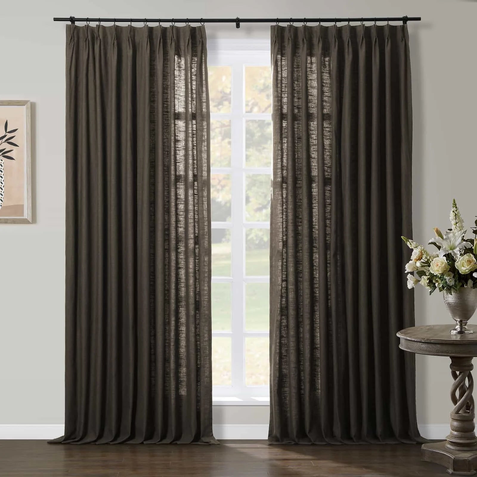 Luxury Linen Cotton Pleated Curtains - Blackout Drapes for Living Room & Bedroom - Elegant Home Decor Window Treatments