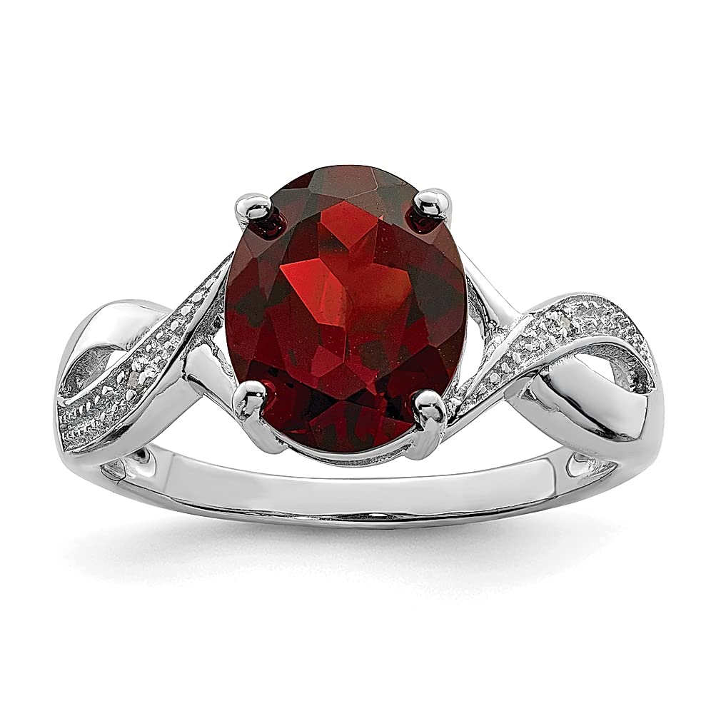 925 Sterling Silver Red Garnet Diamond Band Ring for Women | Genuine Gemstone Fine Jewelry | Elegant Gift for Her | Perfect for Anniversaries, Birthdays & Special Occasions | Wedding, Engagement & Everyday Wear