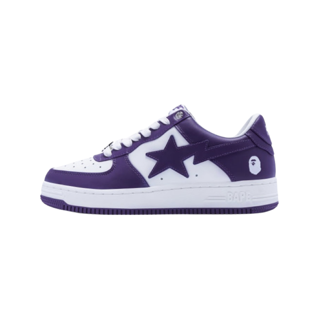 BAPE Bapesta Low Leather Sneakers in Purple & White - Stylish Streetwear for Men & Women | Perfect for Casual Outfits & Sneaker Collectors