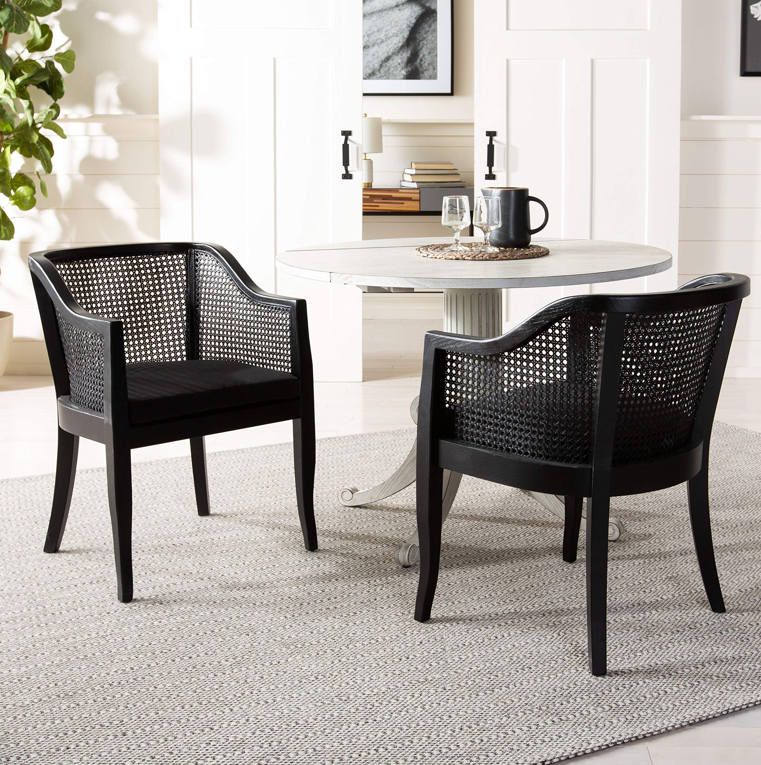 Safavieh Home Rina White Dining Chair - Modern Upholstered Side Chair for Kitchen, Dining Room, or Office - Comfortable & Stylish Seating Solution