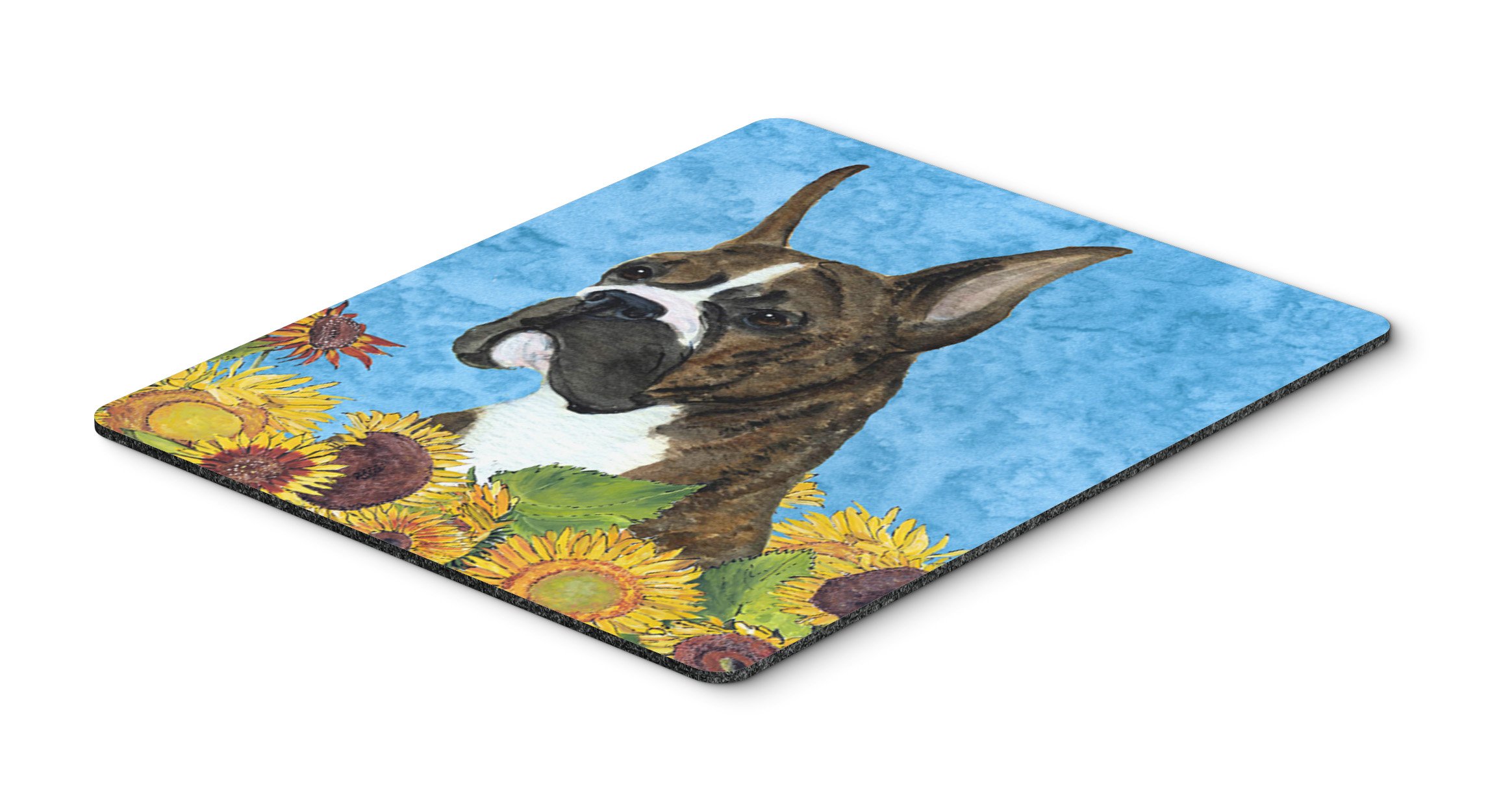 Boxer in Summer Flowers Mouse Pad - Large Washable Non-Slip Desk Mat for Home Office, Gaming & Computer Work | Heat Resistant Hot Pad & Trivet for Kitchen Use | Perfect Gift for Dog Lovers
