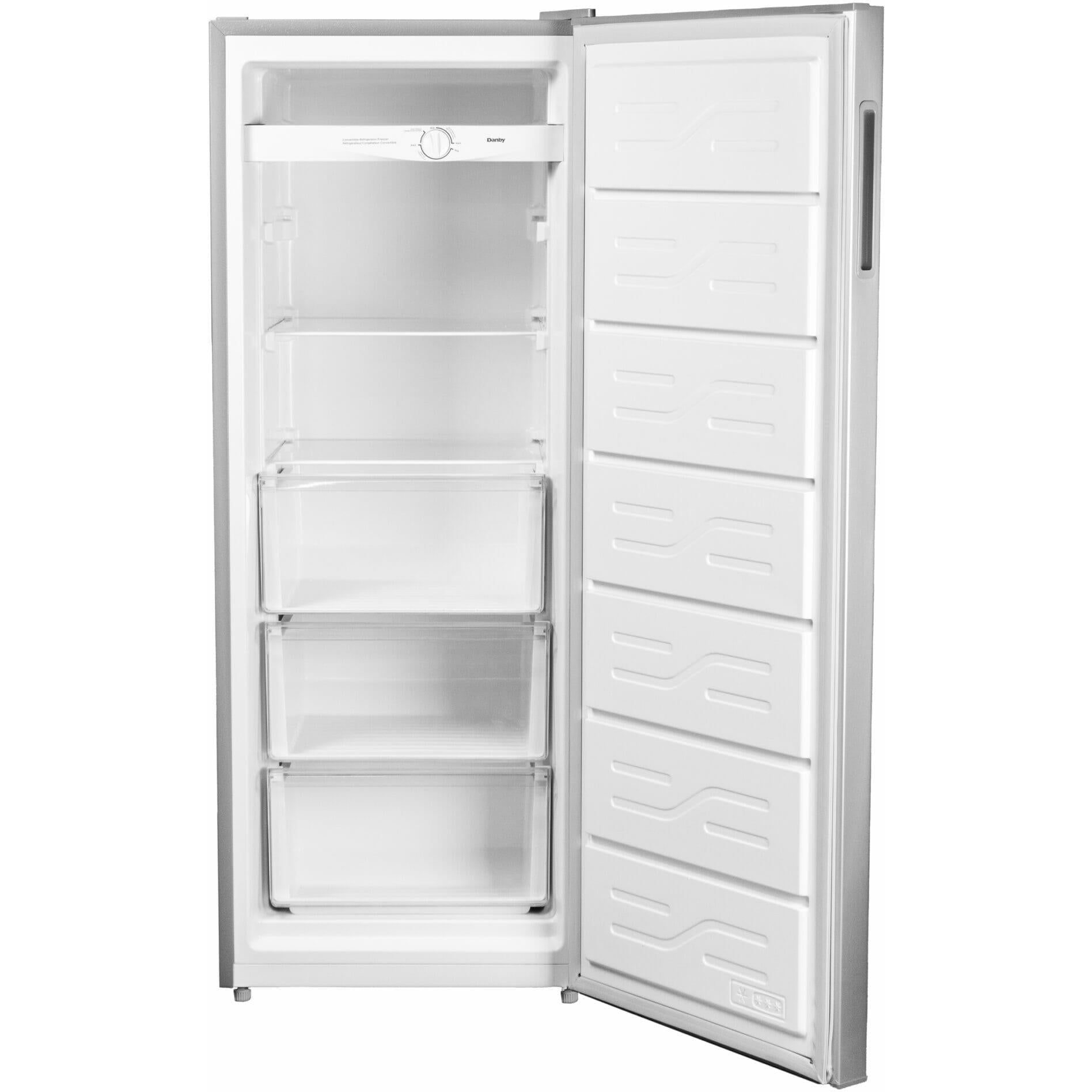 Danby 6.8 Cu Ft Convertible Upright Freezer DUFM068A1SCDB - Energy Efficient, Frost-Free Design for Home, Garage, or Basement Storage - Open Box Special