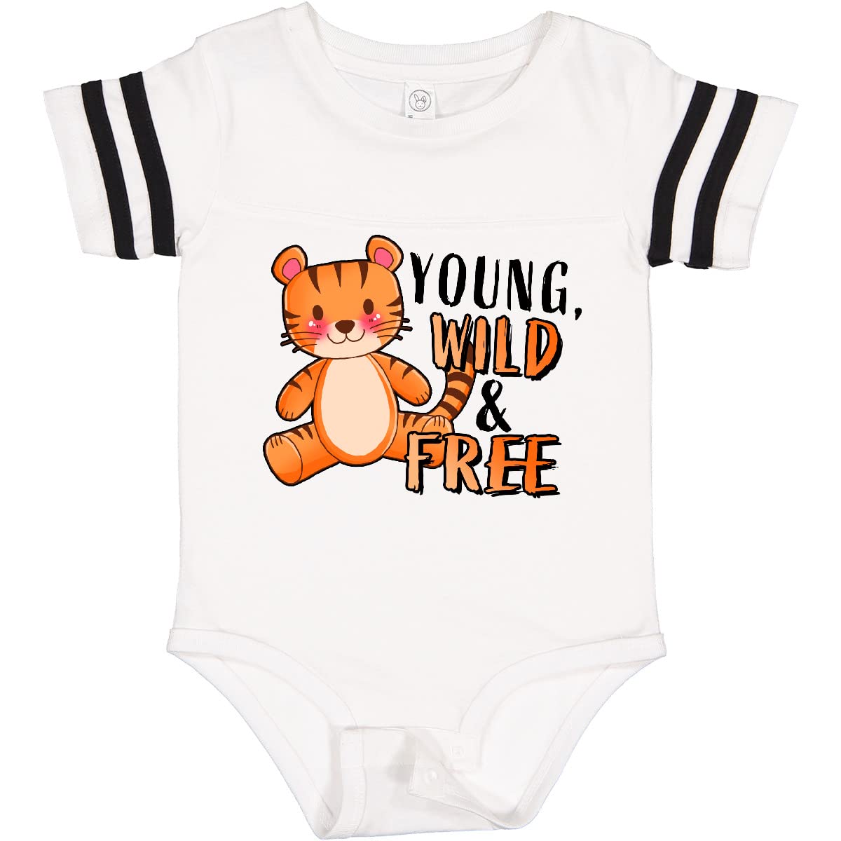 Inktastic Cute Tiger Young Wild & Free Baby Bodysuit - Soft Cotton Onesie for Boys & Girls - Perfect for Playdates, Birthdays & Family Photos