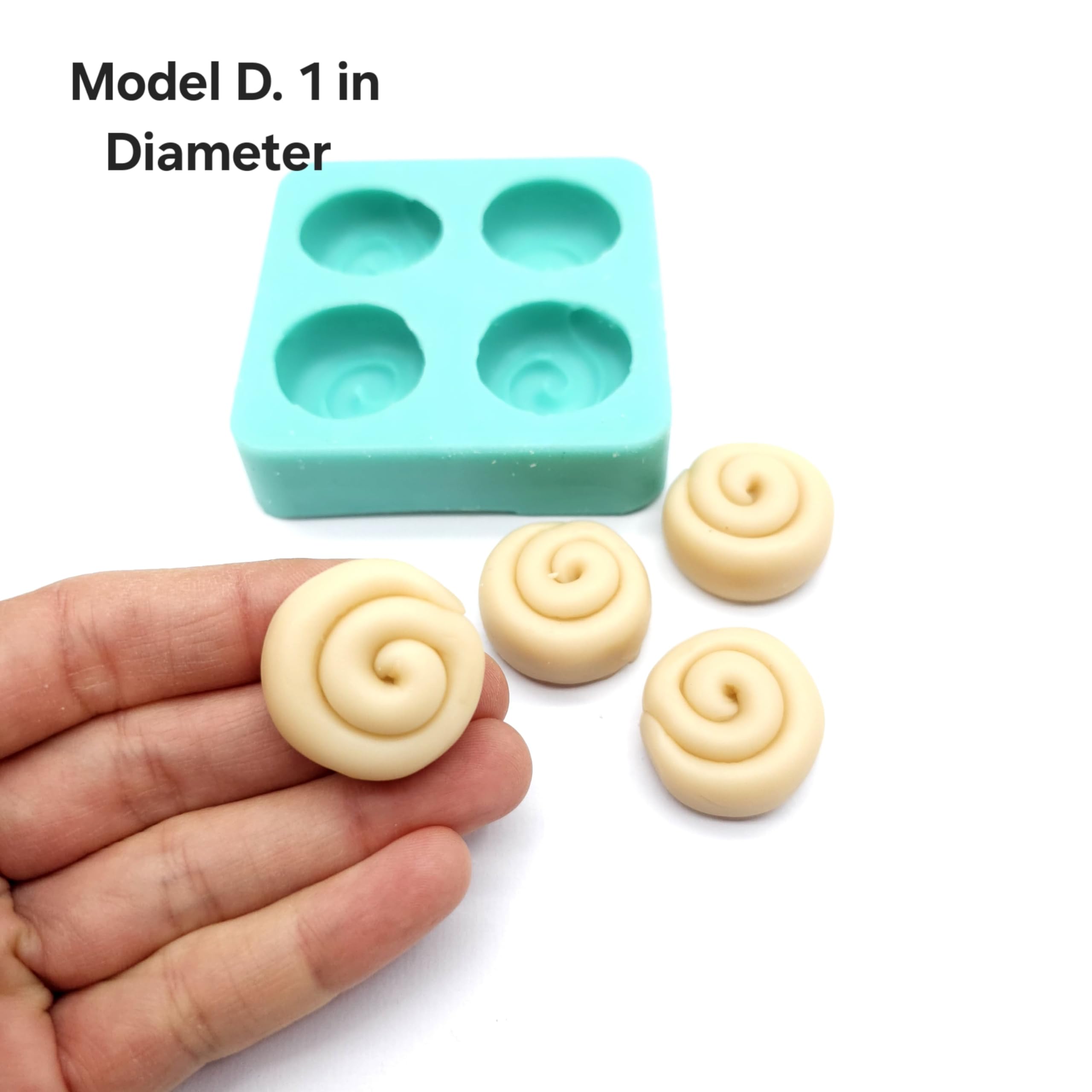 1 Inch Mini Cinnamon Roll Silicone Mold - 4 Cavity Wax Melts, Soap & Candle Making Mold for Baking, DIY Crafts - Perfect for Homemade Desserts, Party Favors and Gift Making (Model D: NC027)