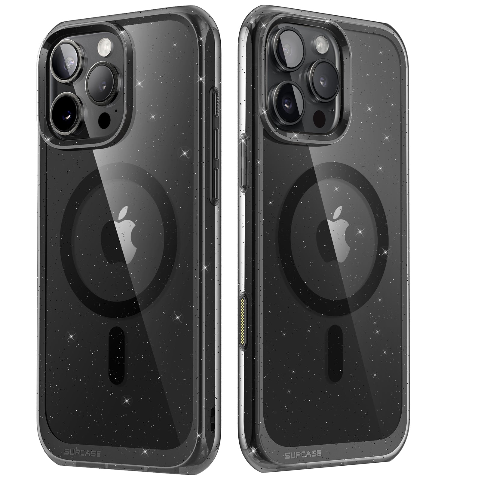 iPhone 16 Pro Max 6.9 Inch Unicorn Beetle MAG Slim Clear Case with MagSafe & Camera Control Button | Glitter Black Design | Perfect for Daily Protection & Wireless Charging