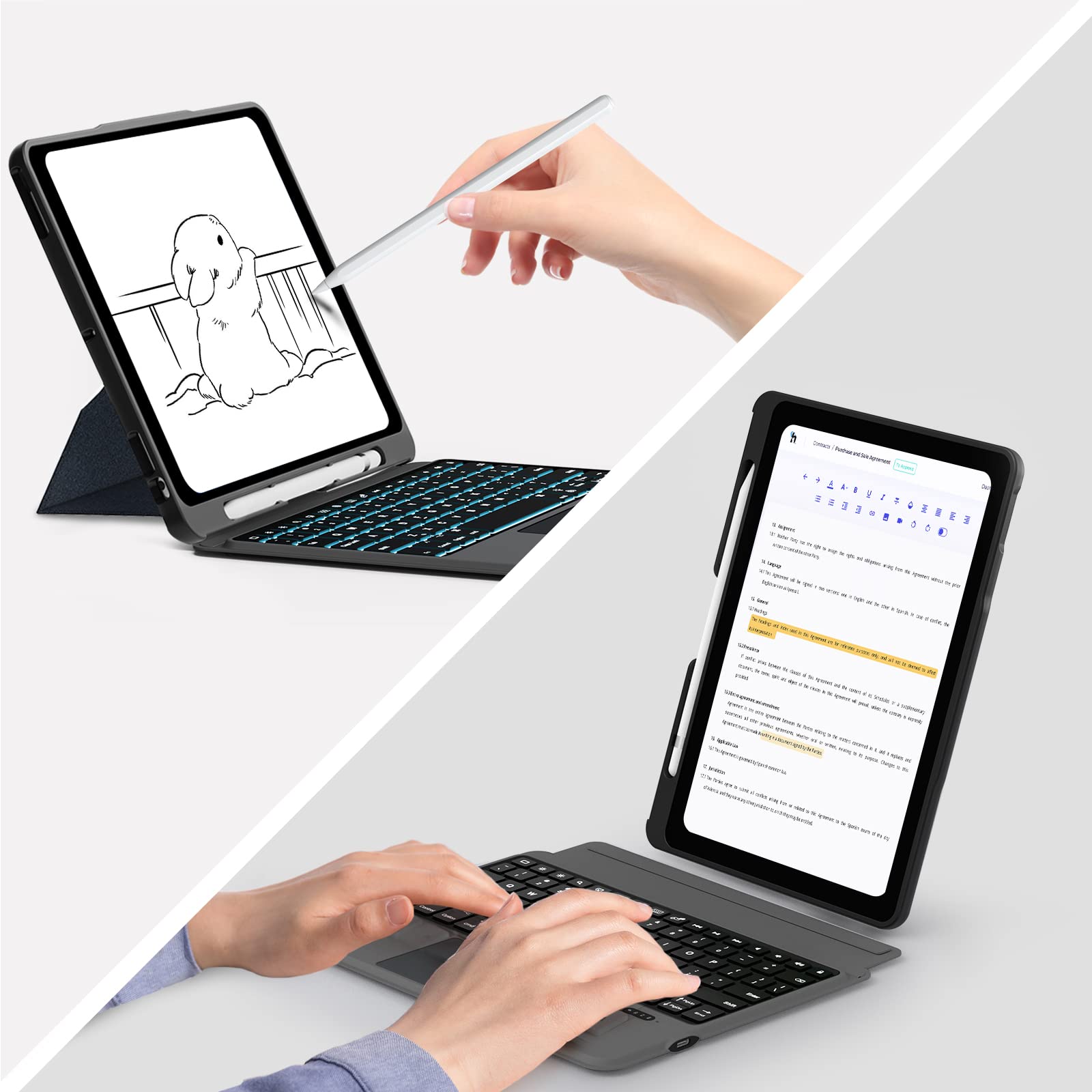 10.2 Inch iPad 9th/8th/7th Gen Case with Backlit Keyboard & Trackpad - Magnetic Detachable Cover for iPad Pro 10.5 & iPad Air 3 - Includes Pencil Holder | Perfect for Work, Study & Travel