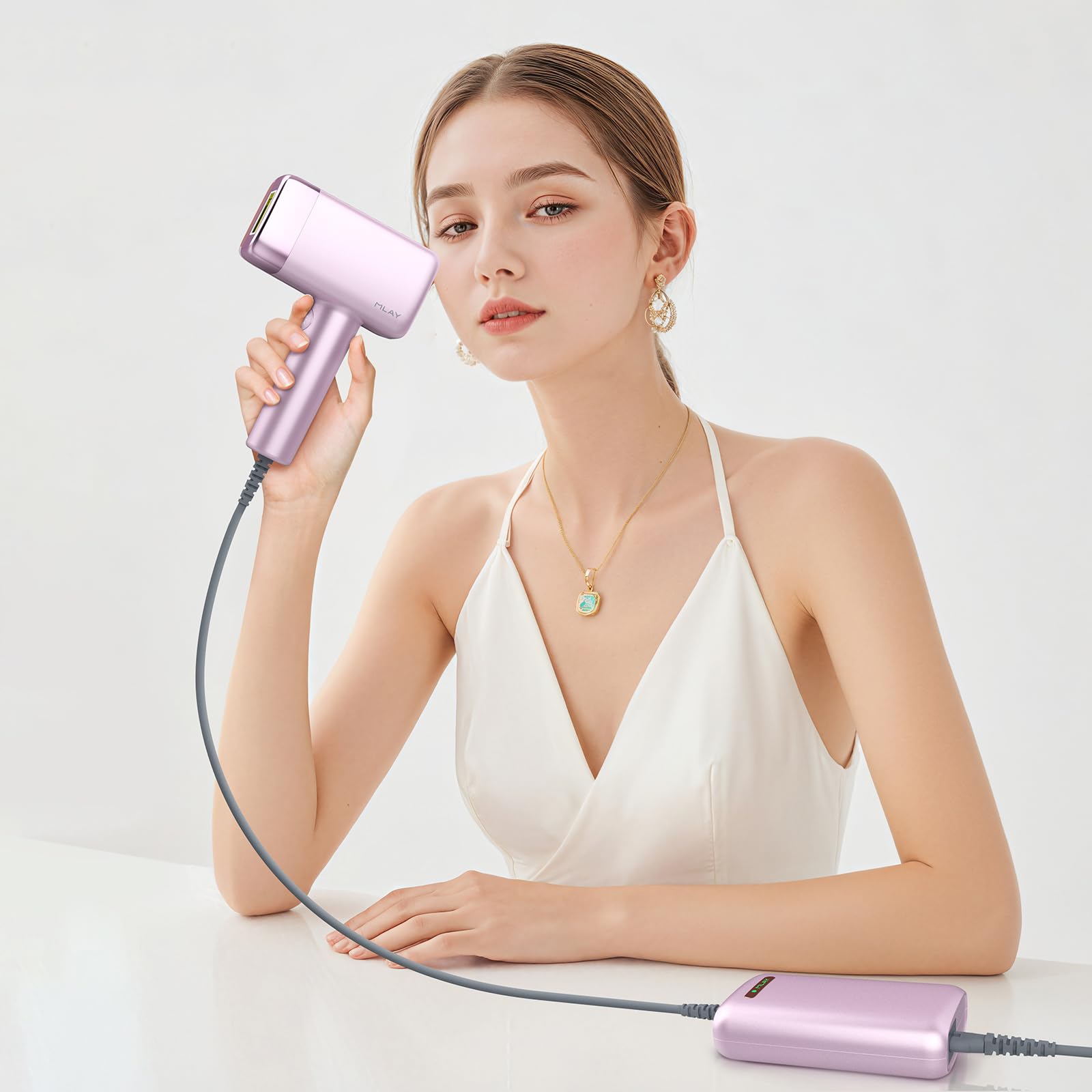 MLAY IPL Hair Removal Device - 0.5s/Flash, 17J High Energy with Ice-Cooling System, 5 Adjustable Levels for Full Body Use (Purple) | Painless At-Home Hair Removal for Legs, Arms, Bikini Line & Face
