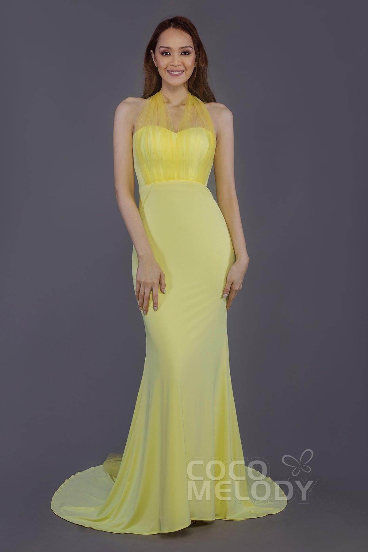 Elegant Mermaid Court Train Knitted Fabric Bridesmaid Dress PR3498 - Perfect for Weddings, Formal Events & Special Occasions