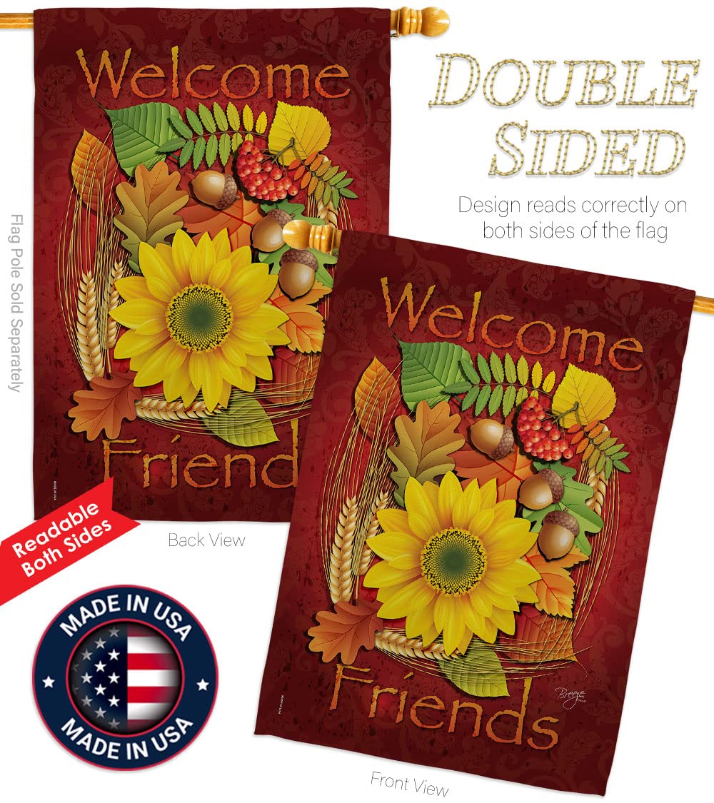 Breeze Decor Fall Harvest Flags Set - House & Garden Decor for Autumn