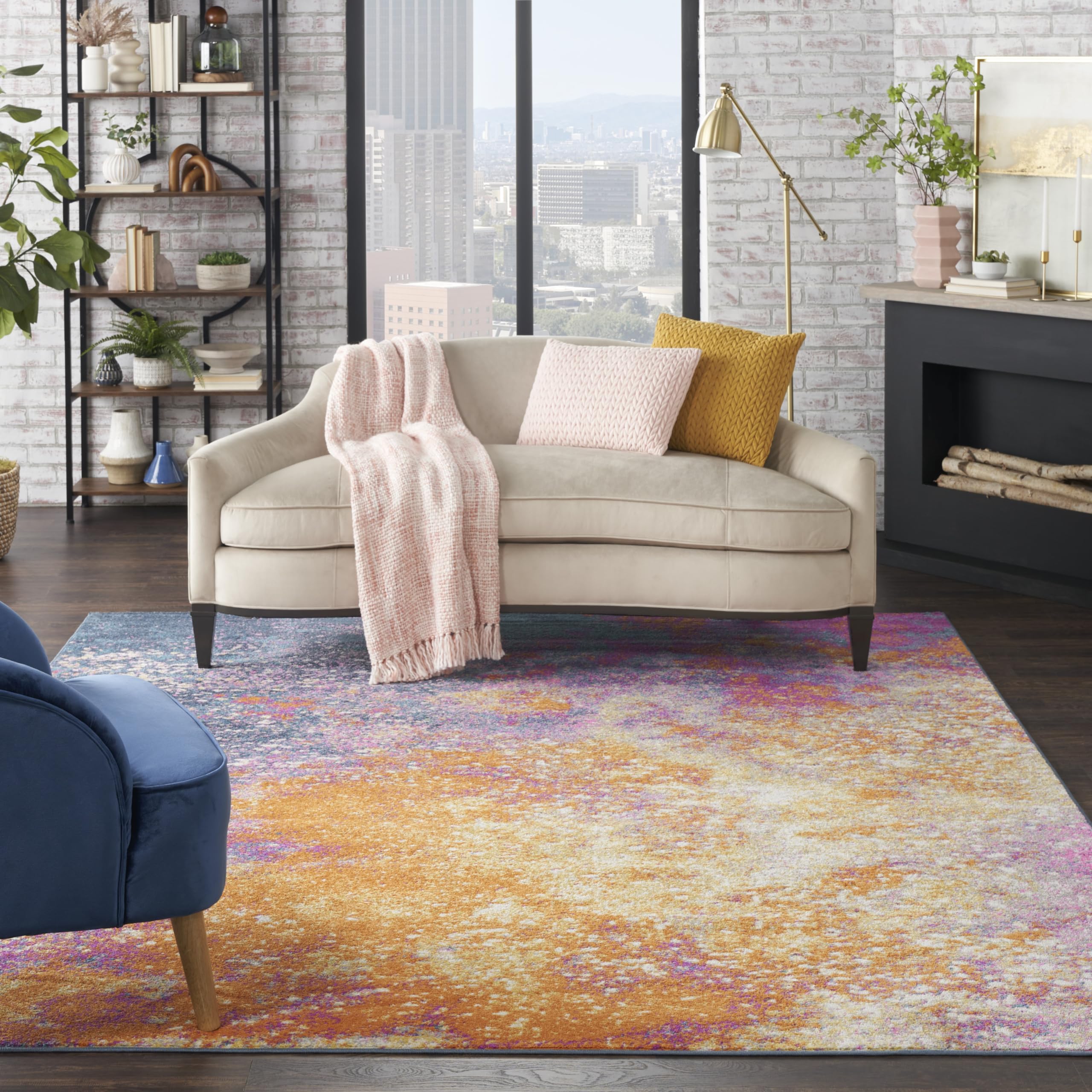 Nourison Passion Sunburst 8' x 10' Modern Abstract Area Rug | Non-Shedding & Easy to Clean | Perfect for Bedroom, Living Room, Dining Room & Kitchen Decor
