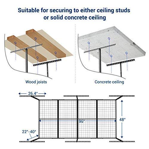 FLEXIMOUNTS 2-Piece Overhead Garage Storage Rack Set with Hooks - Adjustable Ceiling Storage Racks, 96