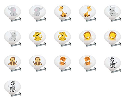 Safari Animal Themed Kids Dresser Knobs - Decorative Drawer Pulls for Baby Nursery & Children's Room Decor - Perfect for DIY Furniture Upgrades and Themed Bedroom Designs