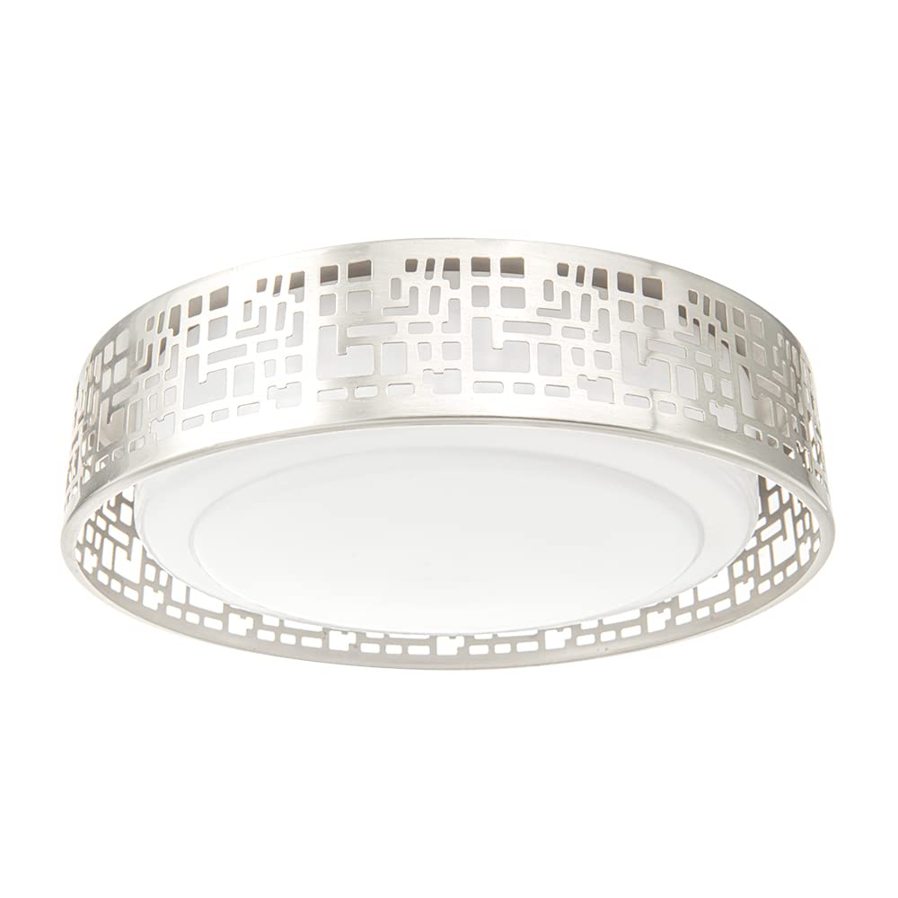 VICNIE 12 Inch LED Flush Mount Ceiling Light Fixture, 15W 3000K Warm White, ETL Certified, Brushed Nickel Metal with Acrylic Shade – Perfect for Bedroom, Kitchen, Hallway, and Office Lighting