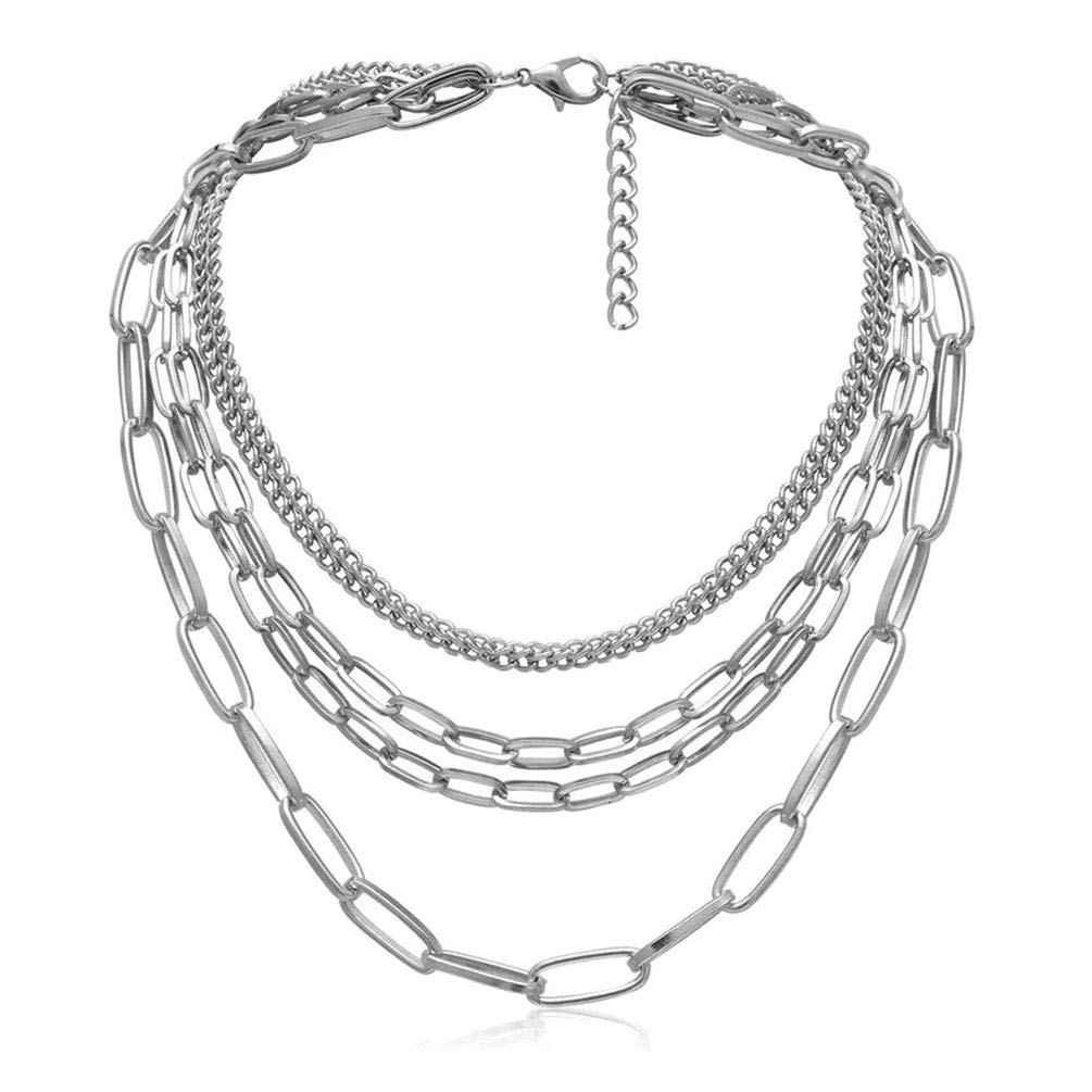 Chunky Punk Chain Silver Statement Collar Necklace for Women - Bold Gothic Jewelry for Parties, Concerts & Edgy Fashion