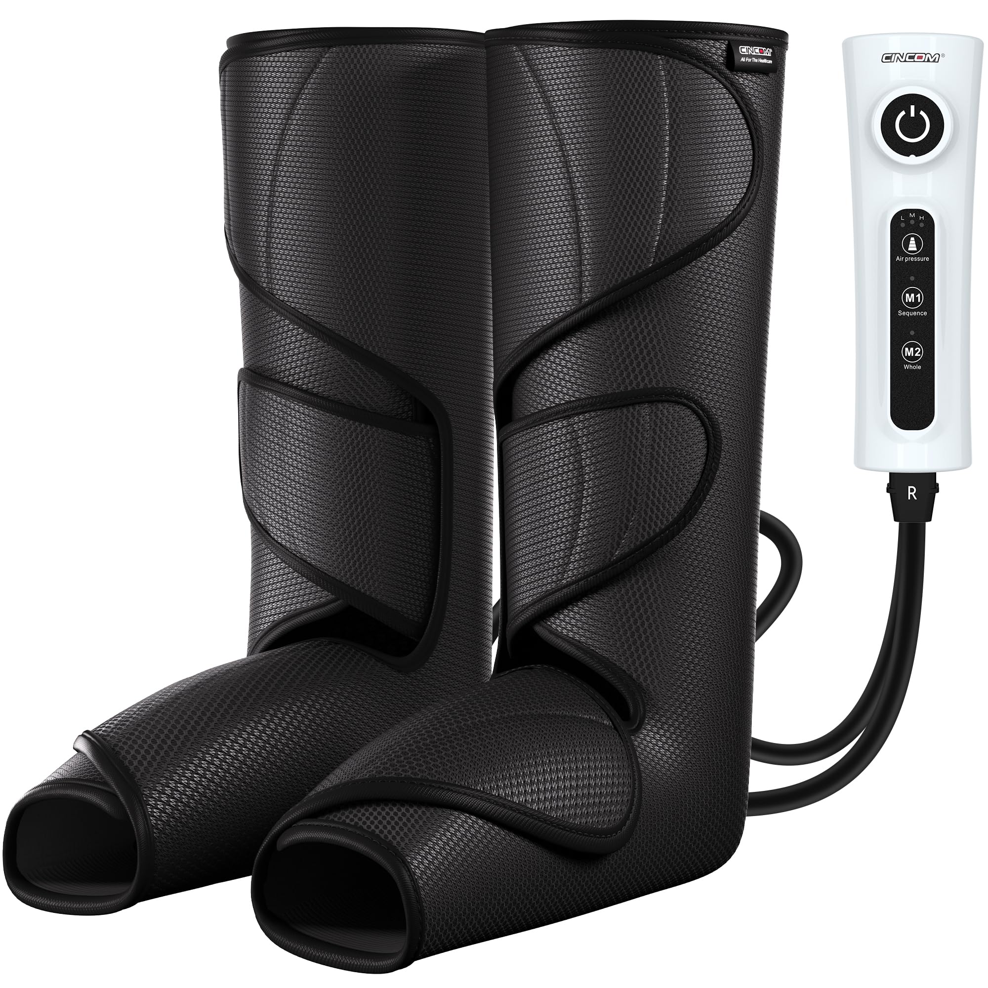 CINCOM Leg Massager for Circulation & Pain Relief - Air Compression Foot & Calf Massager for Relaxation, Swelling, Edema - Ideal Gift for Parents (Includes 2 Extensions) - FSA/HSA Eligible - Perfect for Home Use, Office Relaxation & Post-Workout Recovery