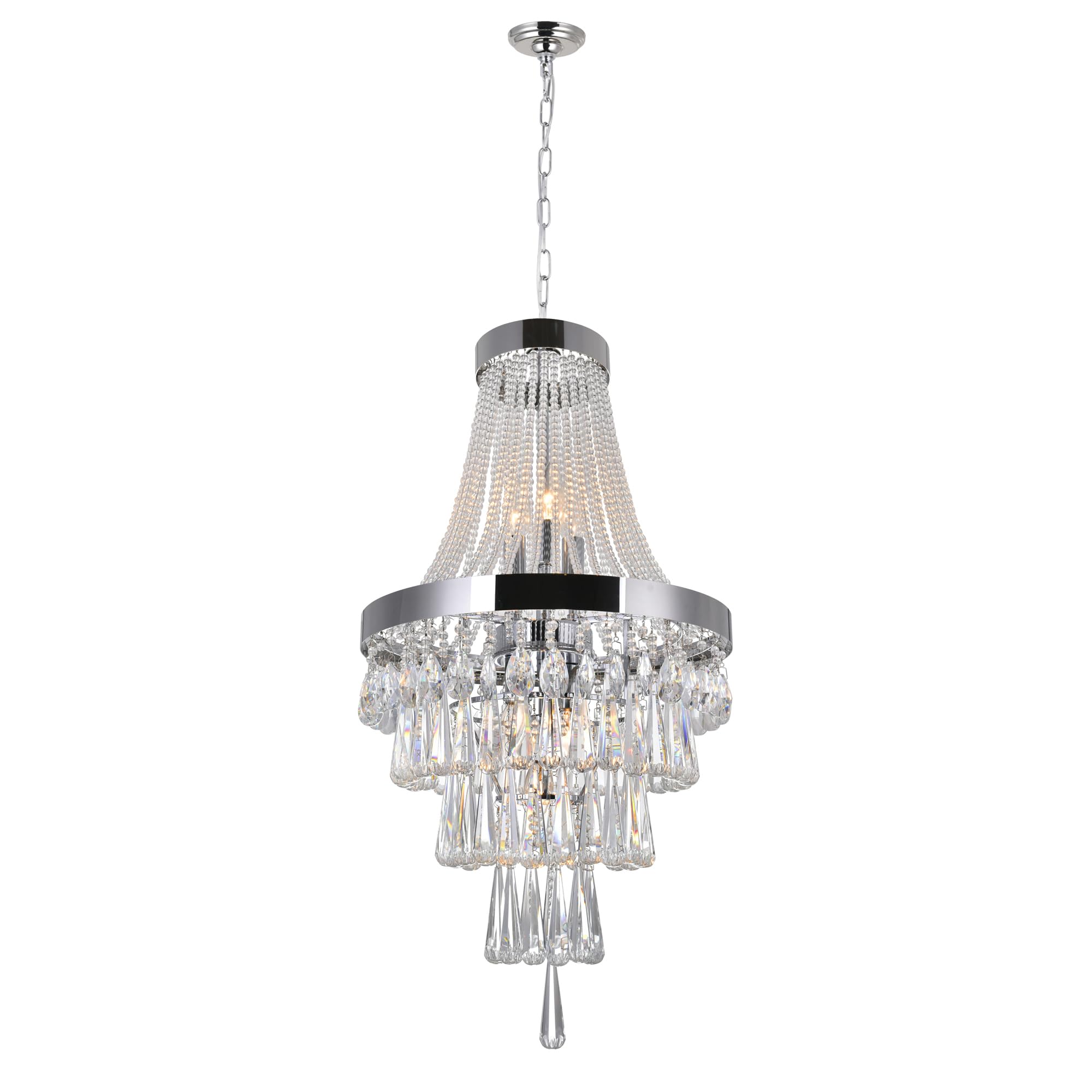 CWI Lighting Vast 6-Light Modern Chandelier with Chrome Finish for Dining Room, Living Room, and Bedroom - Elegant Ceiling Light Fixture for Home Decor