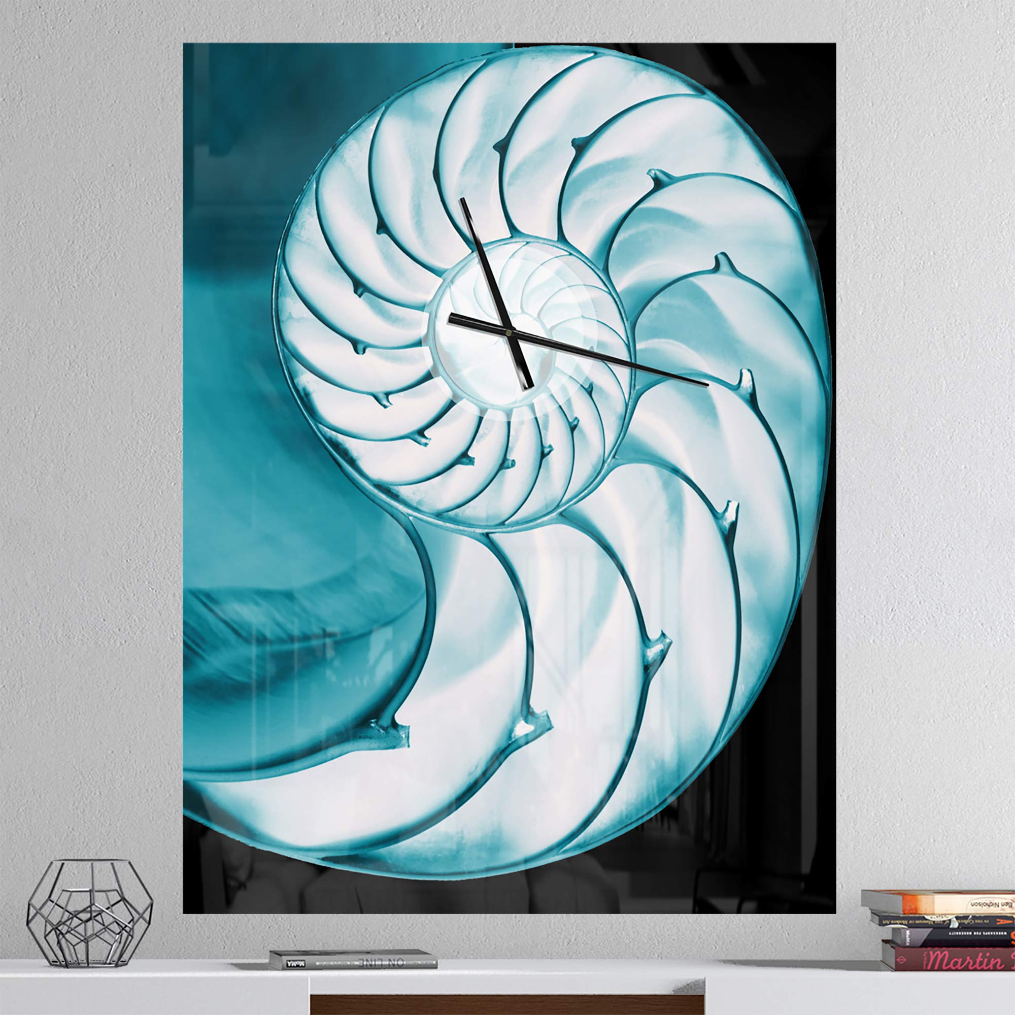 DesignQ 'Chambered Nautilus Shell' Modern Wall Clock - Silent Non-Ticking Decorative Clock for Home, Bedroom, Bathroom, Office & Living Room | Perfect for Coastal Decor, Zen Spaces & Nature-Inspired Interiors