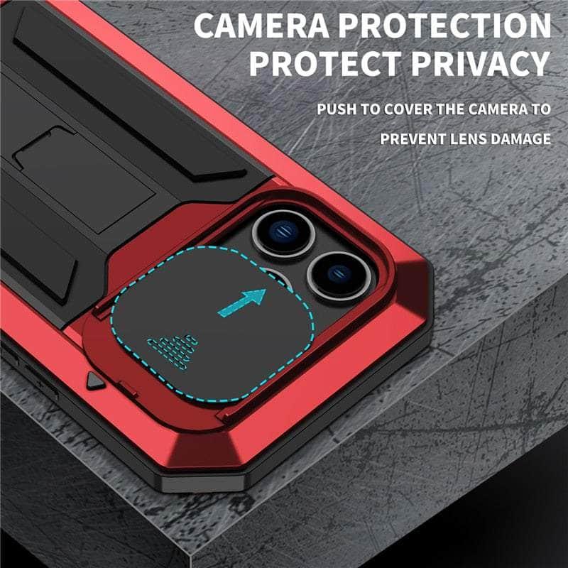 iPhone 15 Rugged Shockproof Case with Full Body Protection - Heavy Duty Metal Armor Cover for Outdoor, Work & Extreme Sports