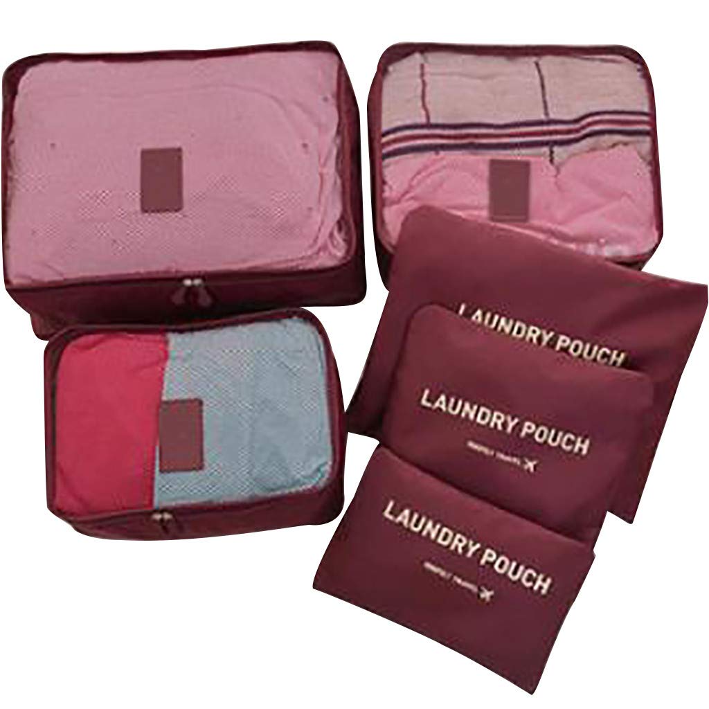 6Pcs Travel Storage Bags - Waterproof Multi-functional Clothing Organizer Pouches for Suitcases, Luggage Packing Cubes | Perfect for Vacation, Business Trips & Camping Organization