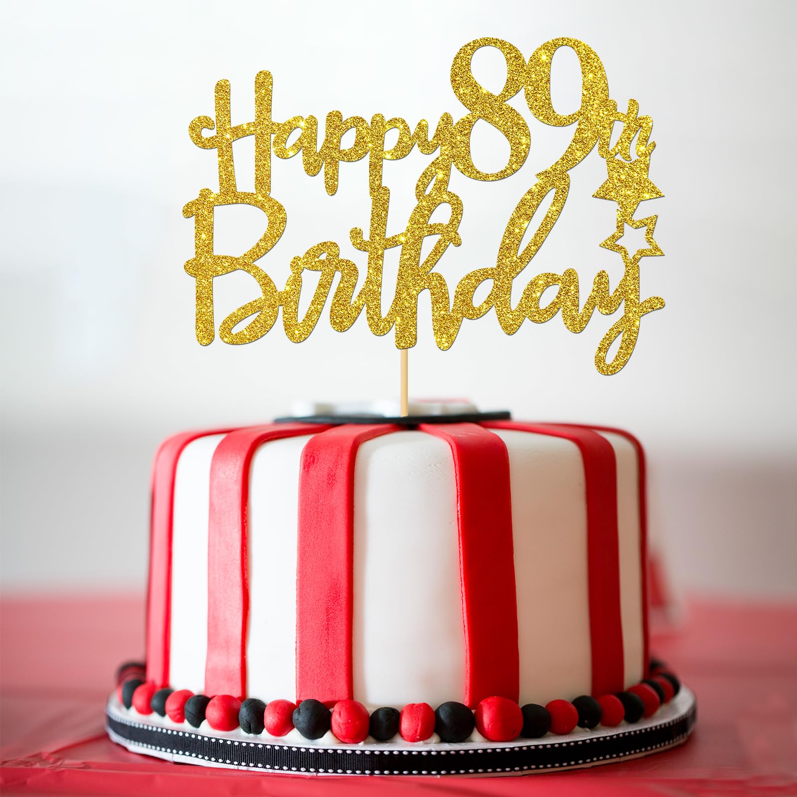 89th Birthday Cake Topper - Gold Glitter 89 Sign for Birthday Cakes - Cheers to 89 Years Party Decorations - Perfect for Milestone Birthday Celebrations & Anniversary Parties