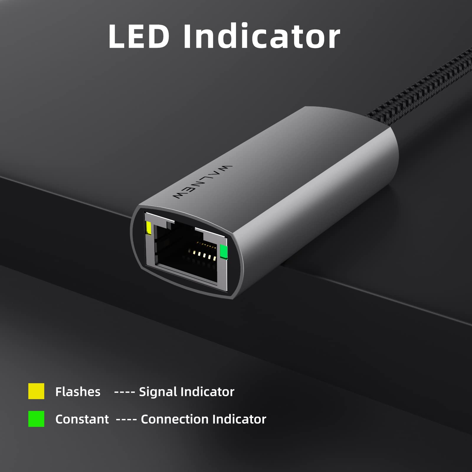 USB-C to Ethernet Adapter, WALNEW USB-C to RJ45 Gigabit LAN Adapter, Thunderbolt 3 Compatible for MacBook Pro/Air, iPad 10th Gen, Dell XPS, Chromebook, Surface, Samsung Galaxy Tab - High-Speed Wired Internet for Home Office, Gaming & Remote Work