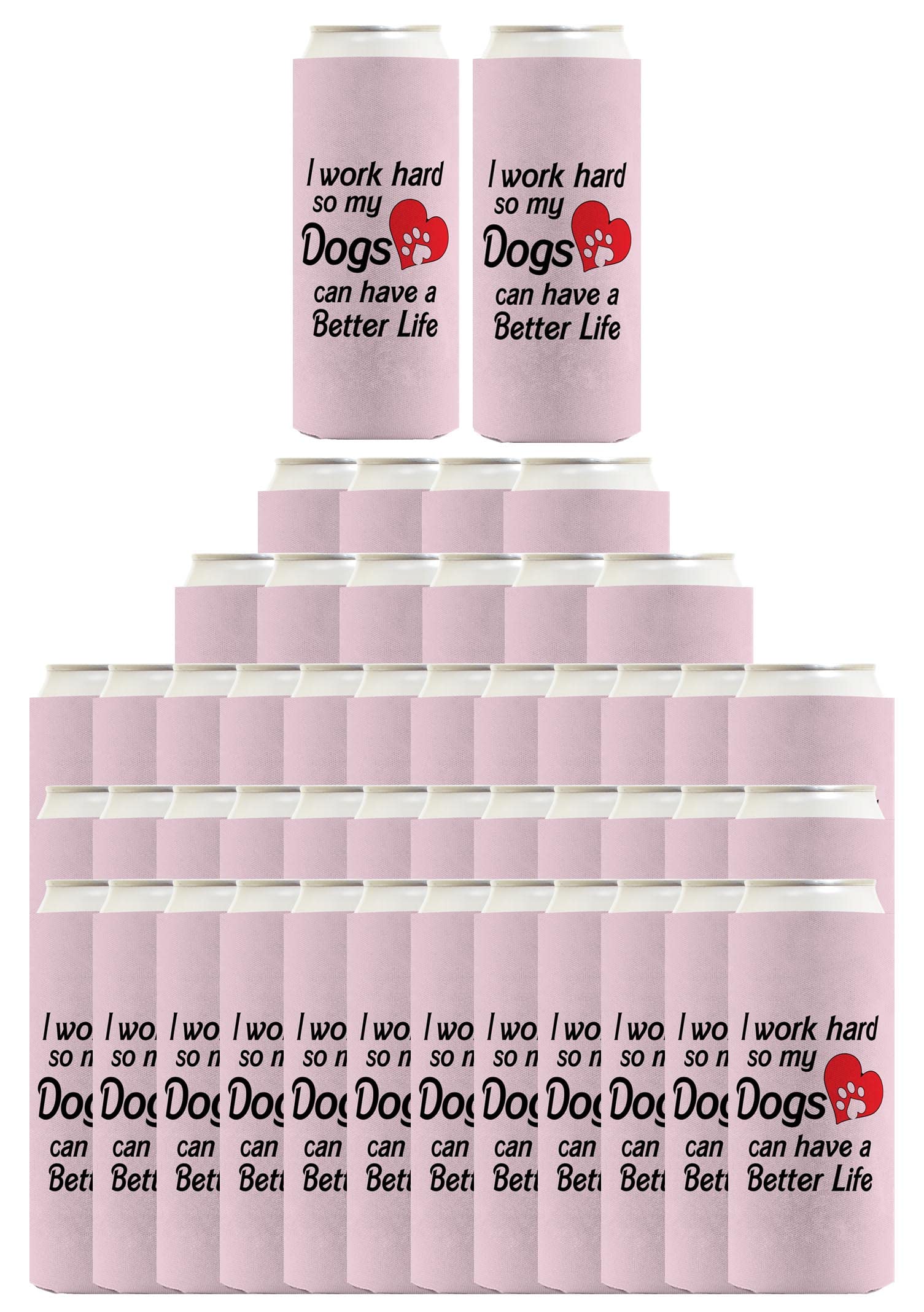 **96-Pack Ultra Slim Can Coolers with Heart Paw Print - Perfect Gifts for Dog Lovers & Men - Keep Drinks Cold at Work, Home, or Outdoors**